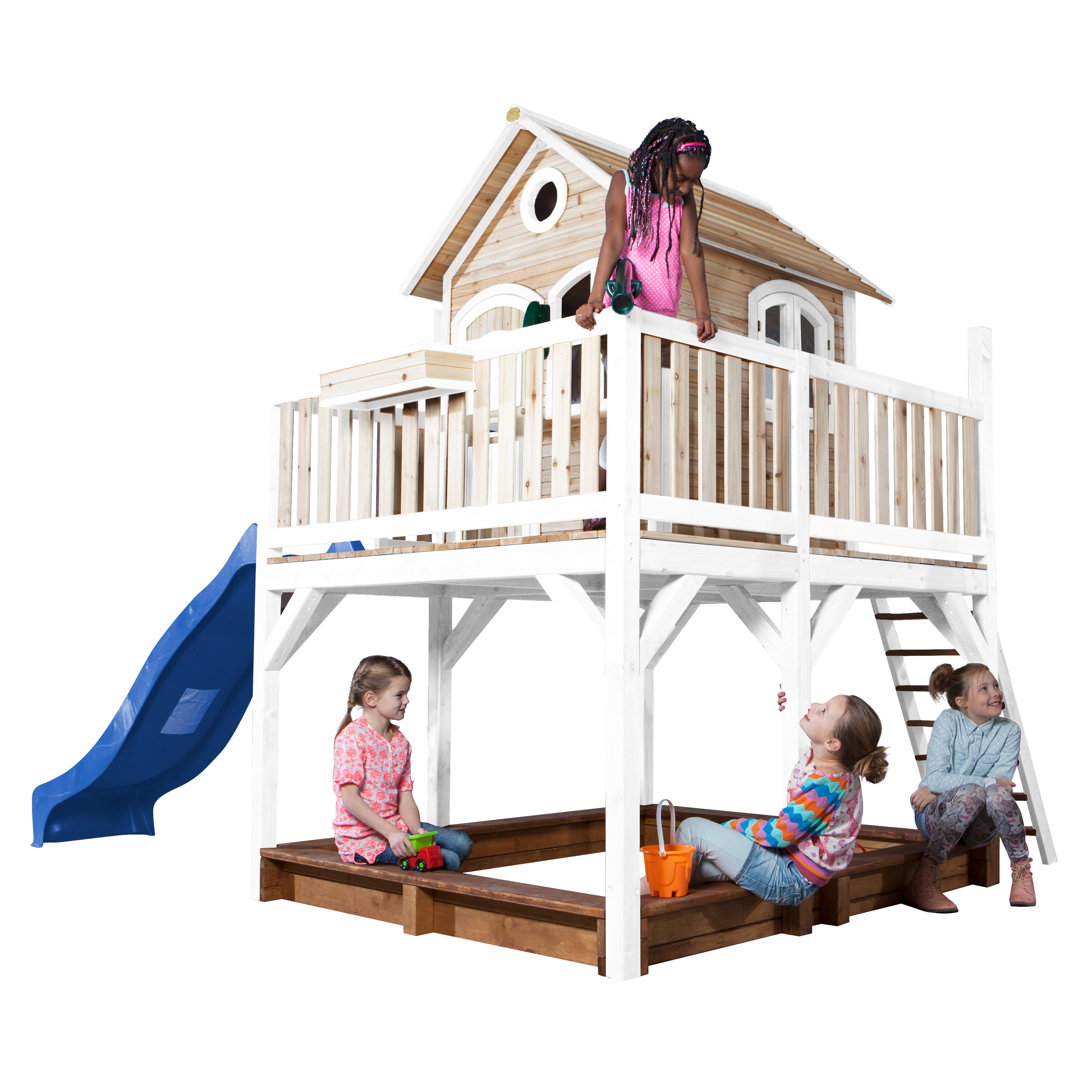 Liam Playhouse Brown/White - Blue Slide