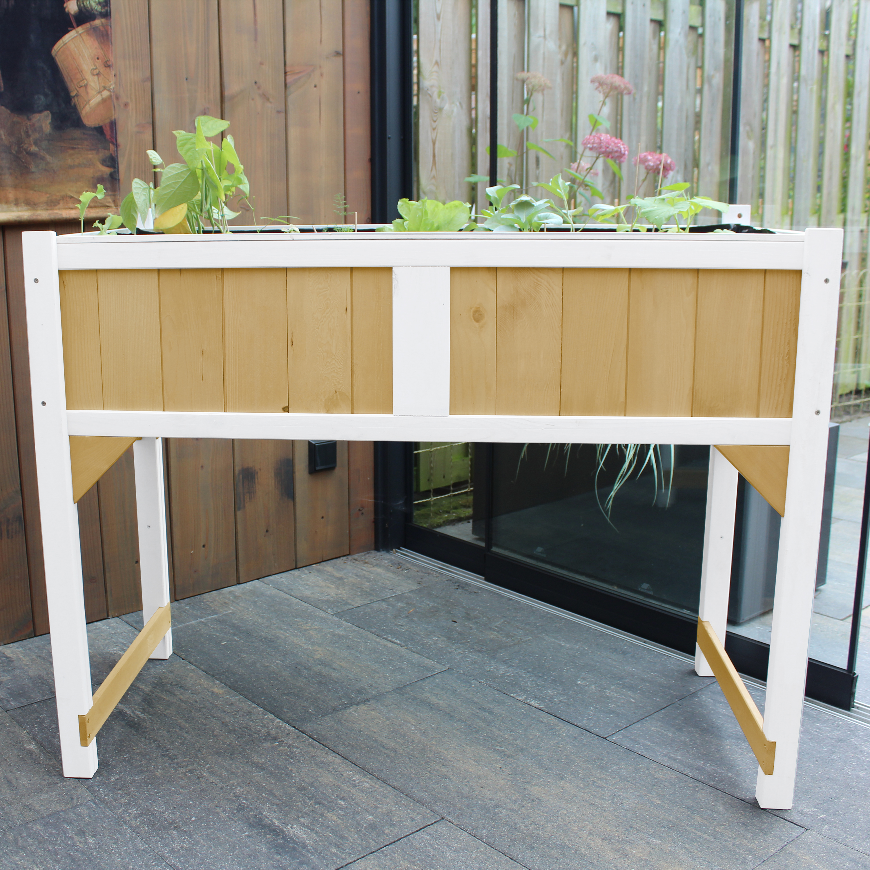 Growing Table with root mat Brown/White