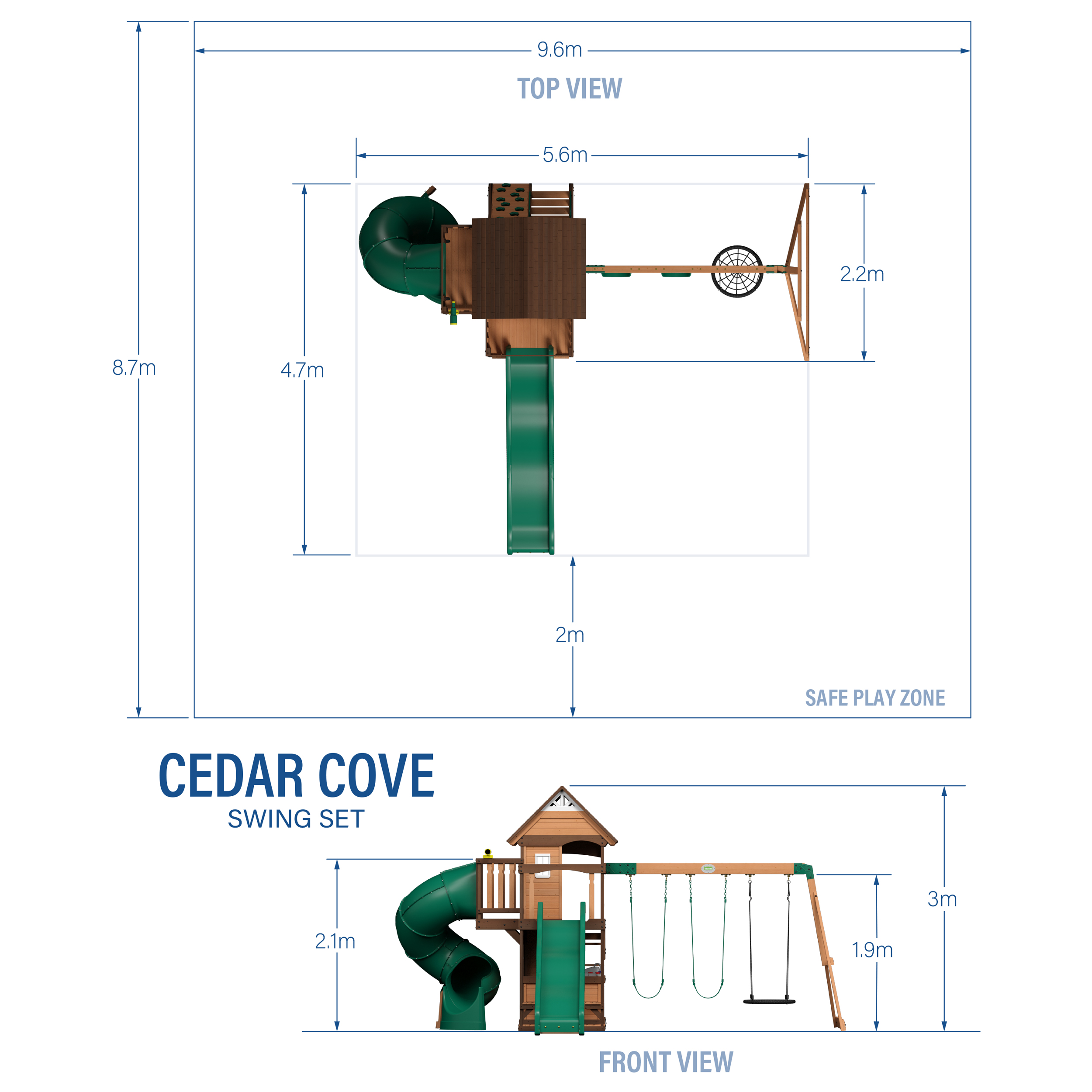 Cedar Cove Swing Set with 2 Slides and Observation Tower 