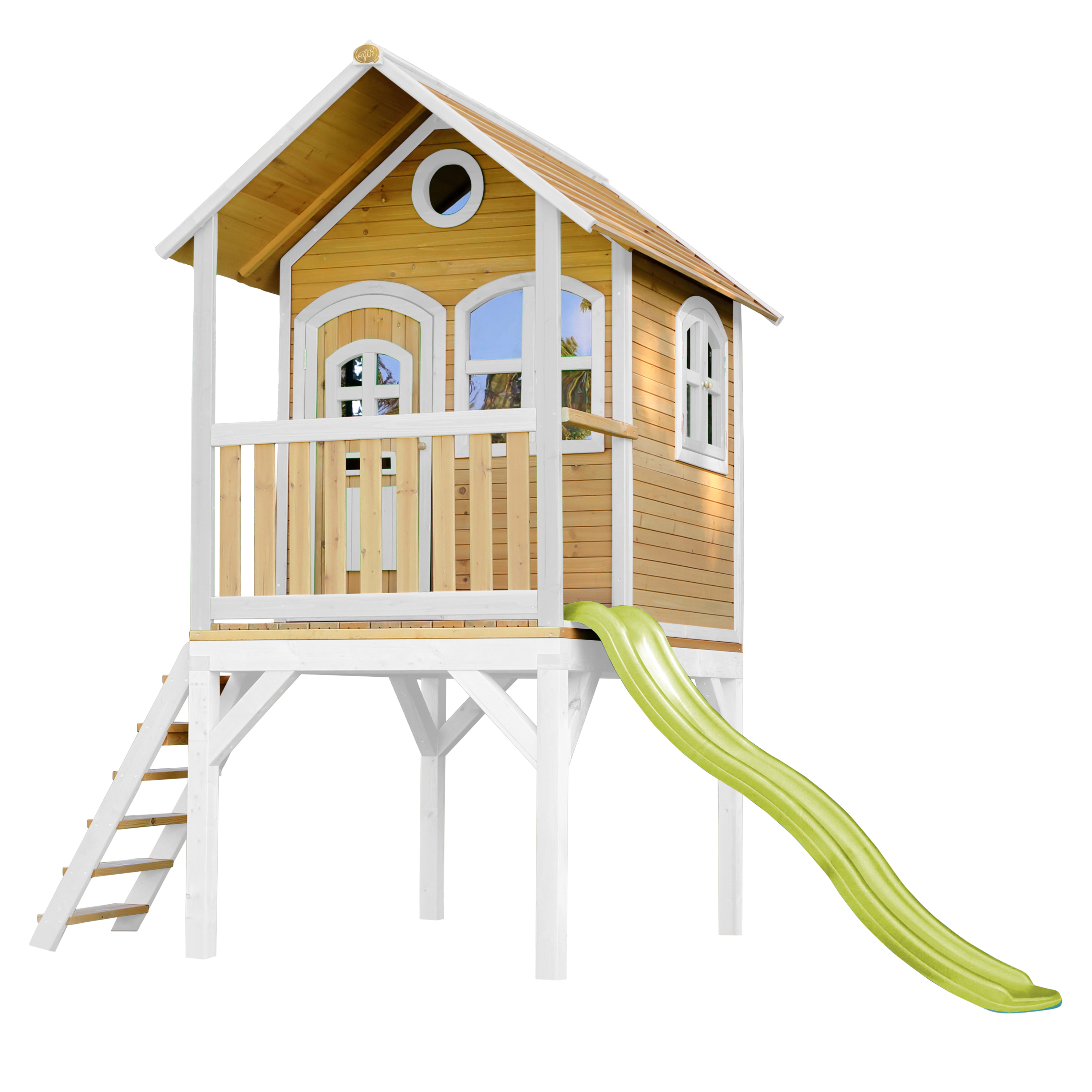 Laura Playhouse Brown/White - Lime Green Slide