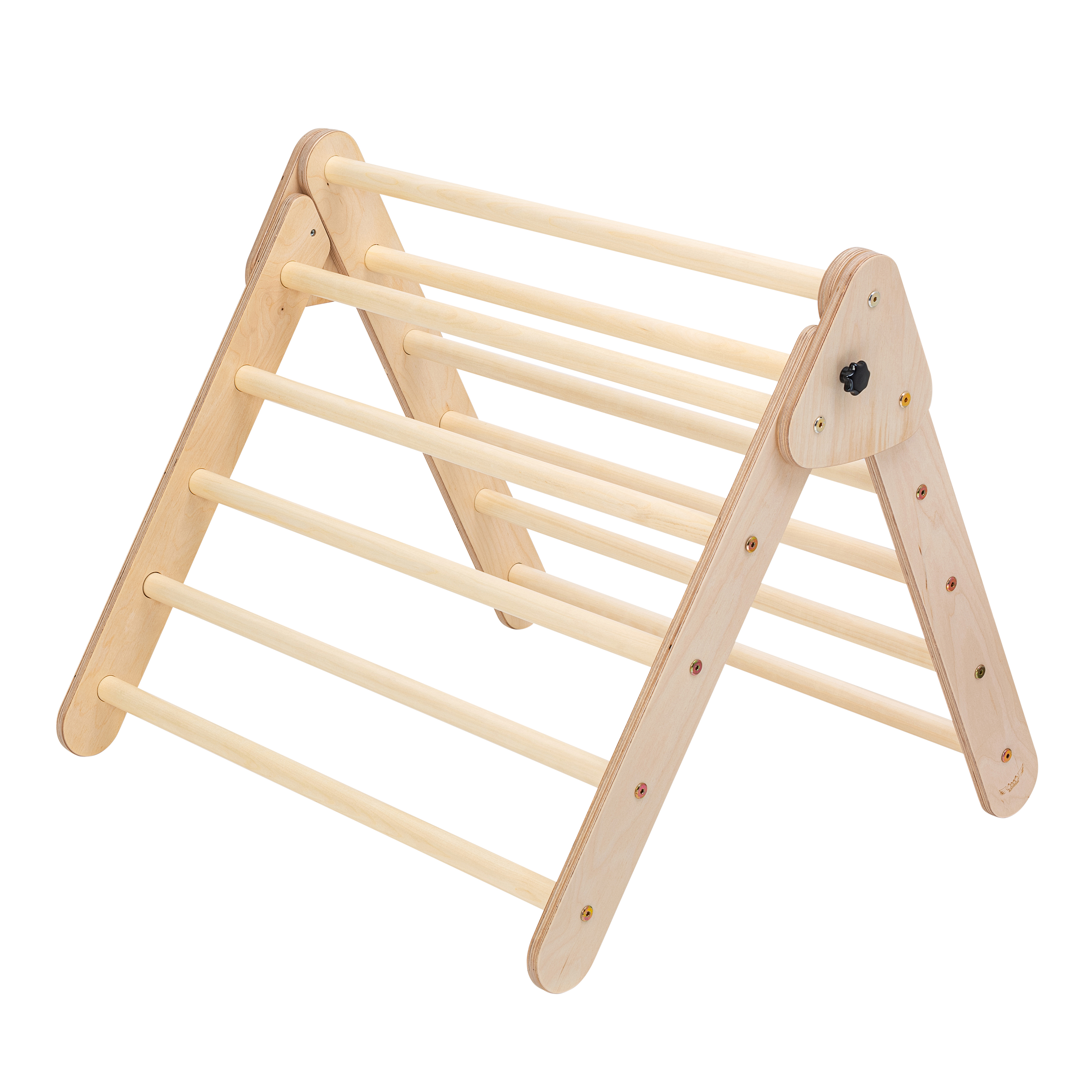 Wooden Climbing Triangle with Ladder and Climbing Wall Natur