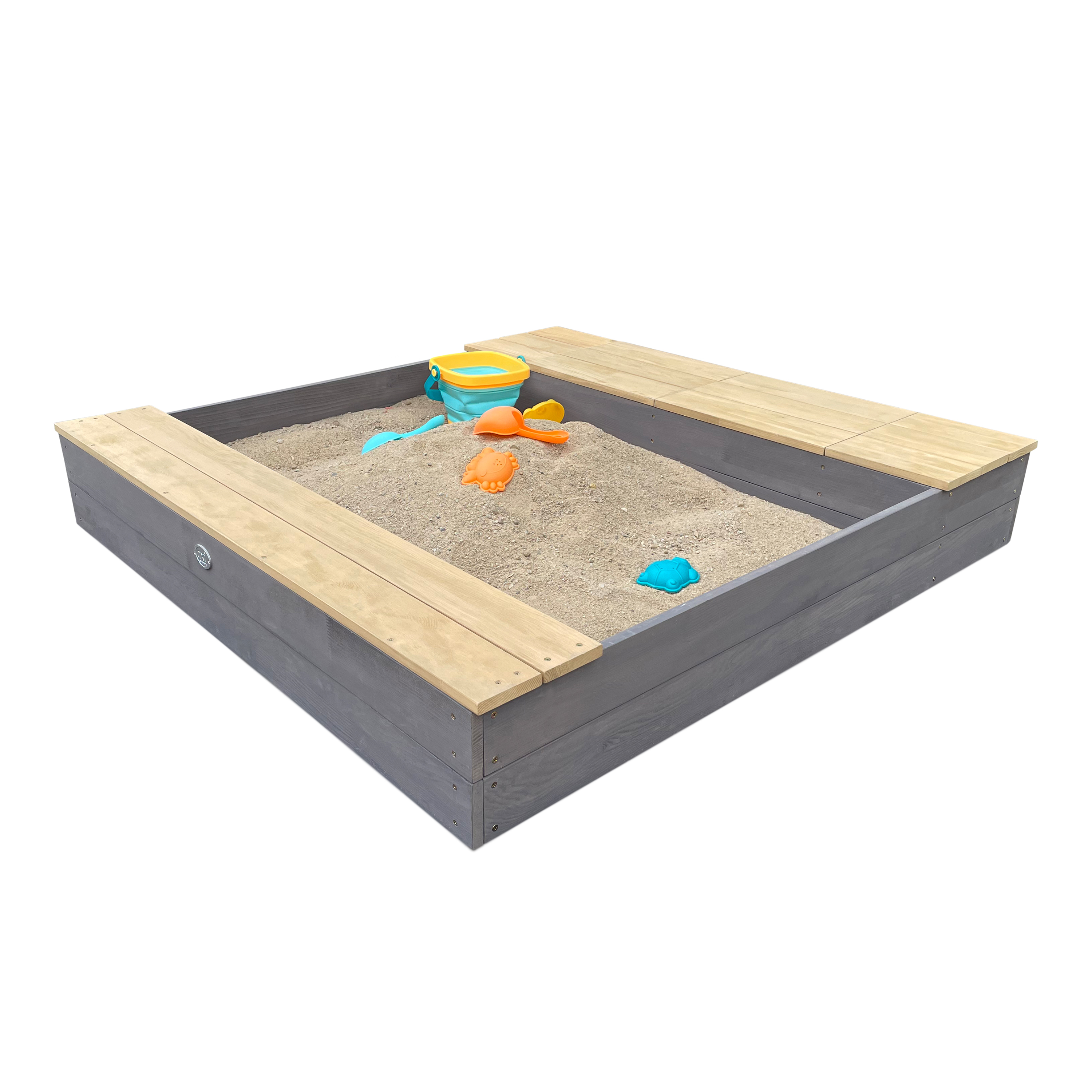 Evy Sandbox with Bins and Storage Grey/brown
