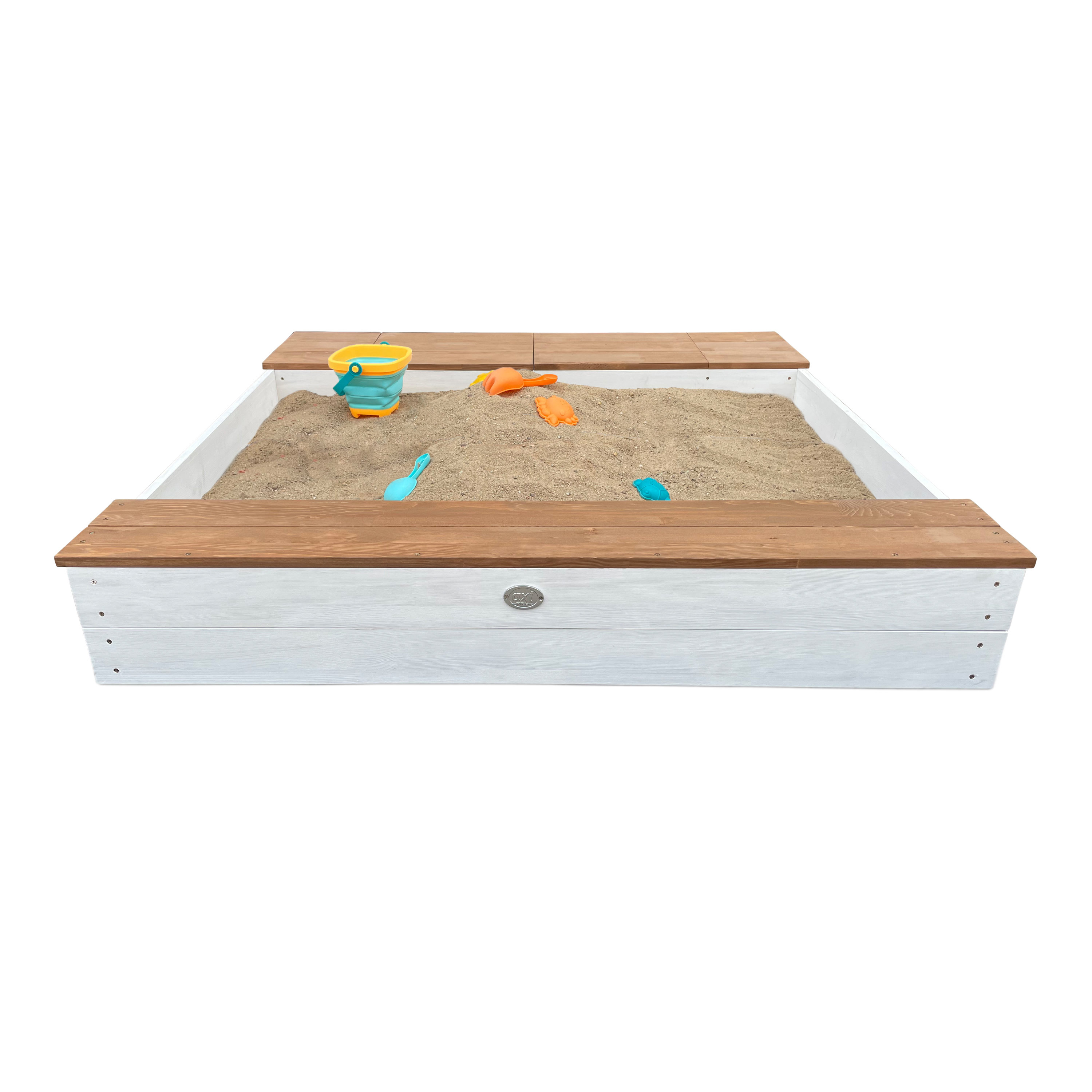 Evy Sandbox with Bins and Storage White/Brown