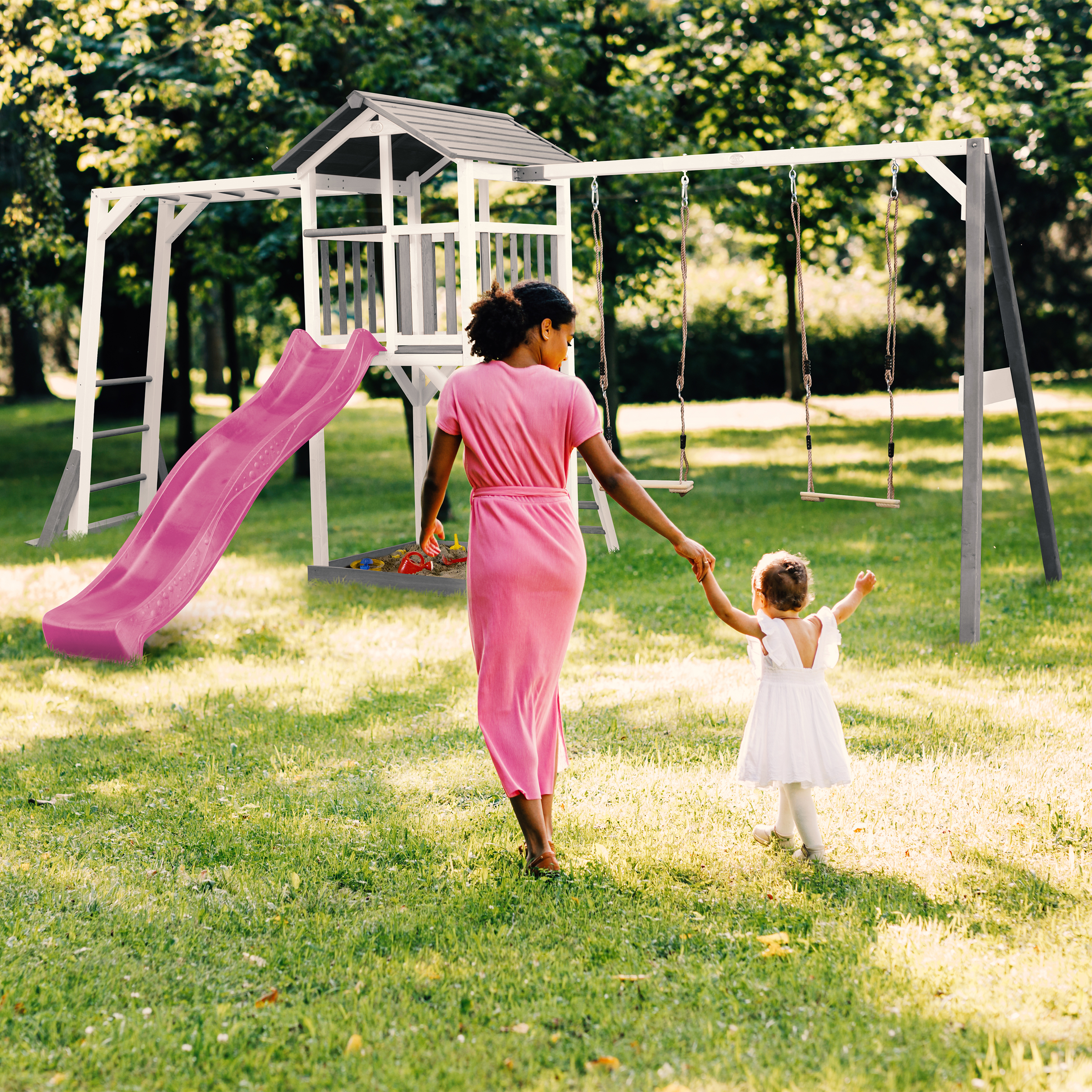 Beach Tower Aire de Jeux avec Toboggan en Violet, Cadre d'es