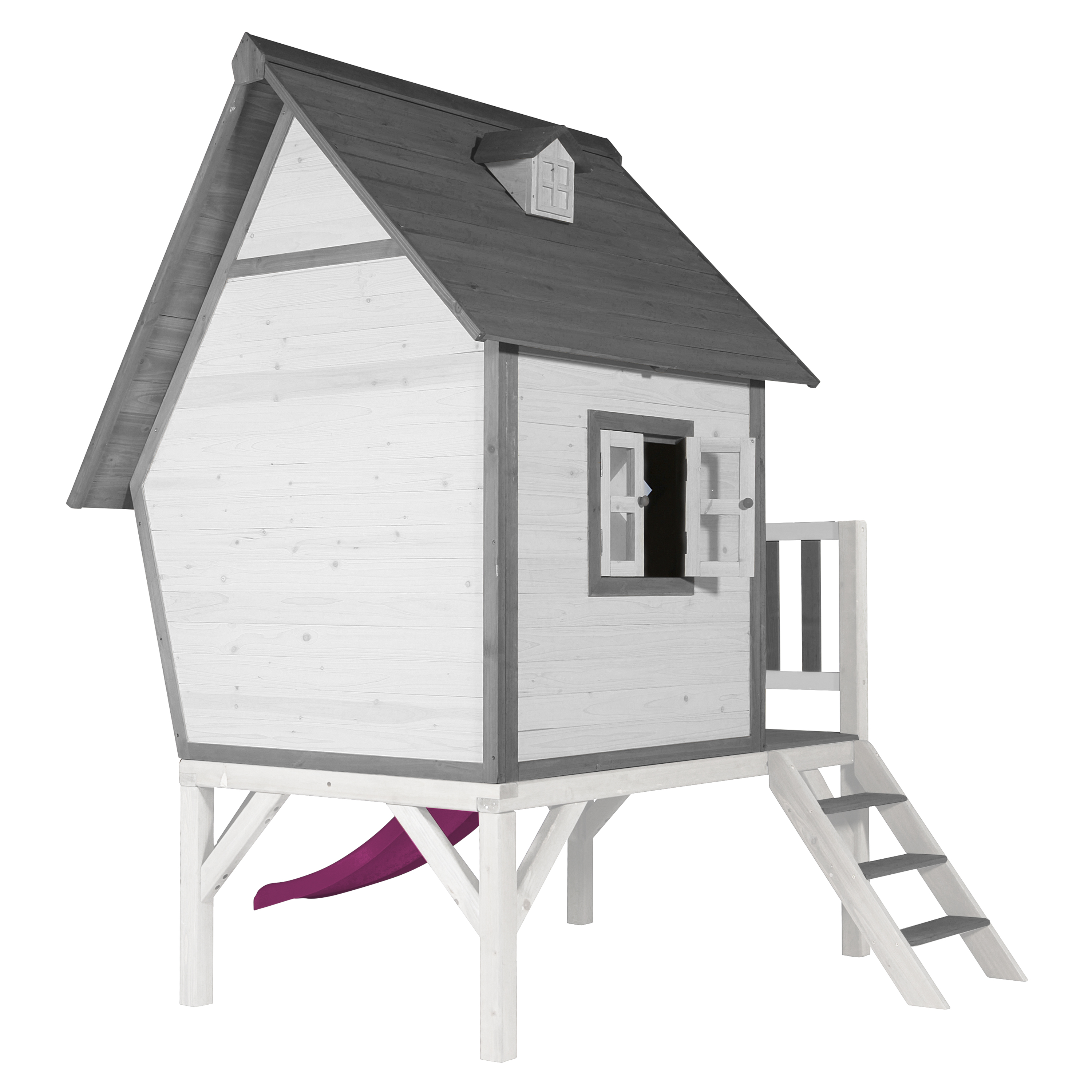 Cabin XL Playhouse Grey/White - Purple Slide