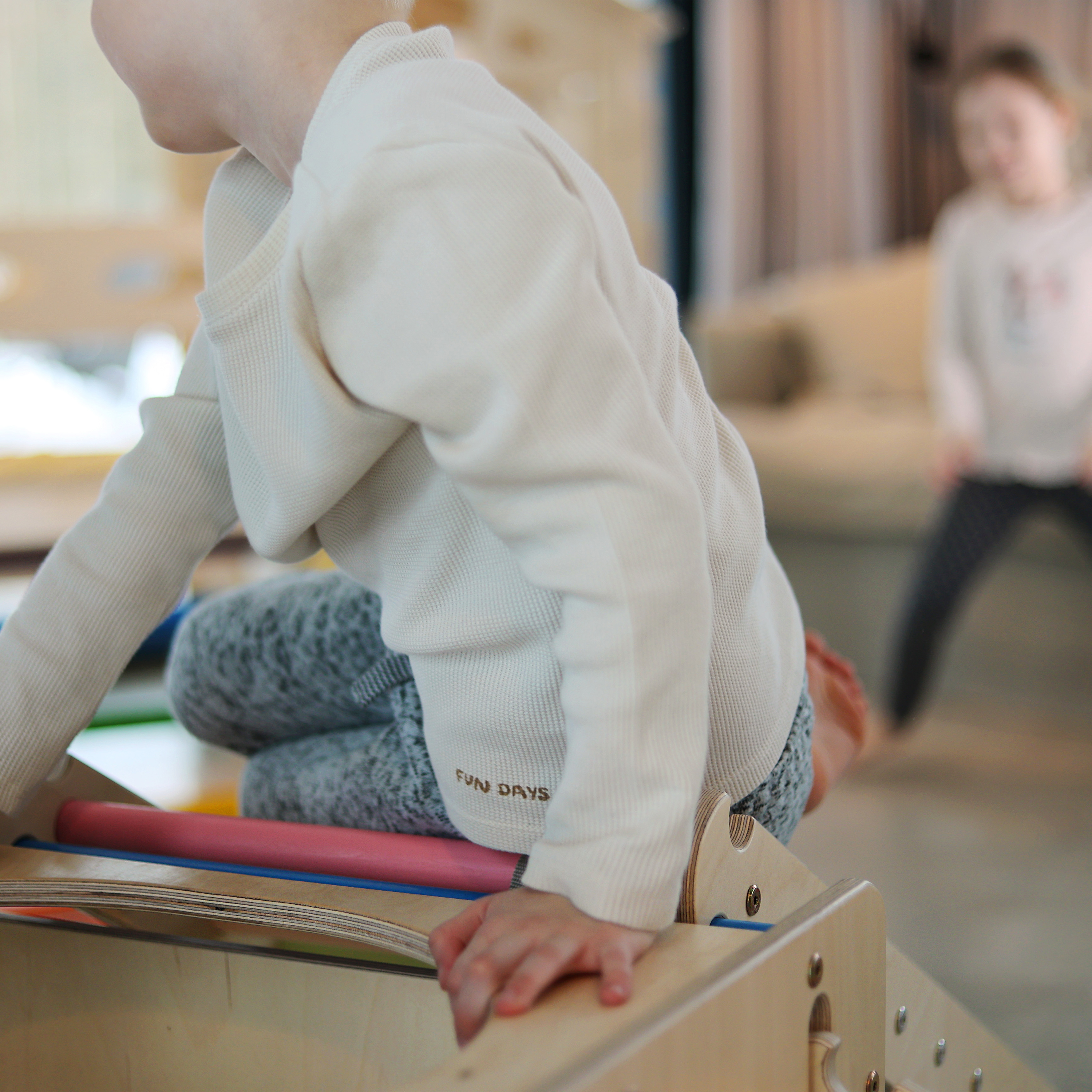 Wooden Activity Cube with Ladder and Climbing Wall Rainbow