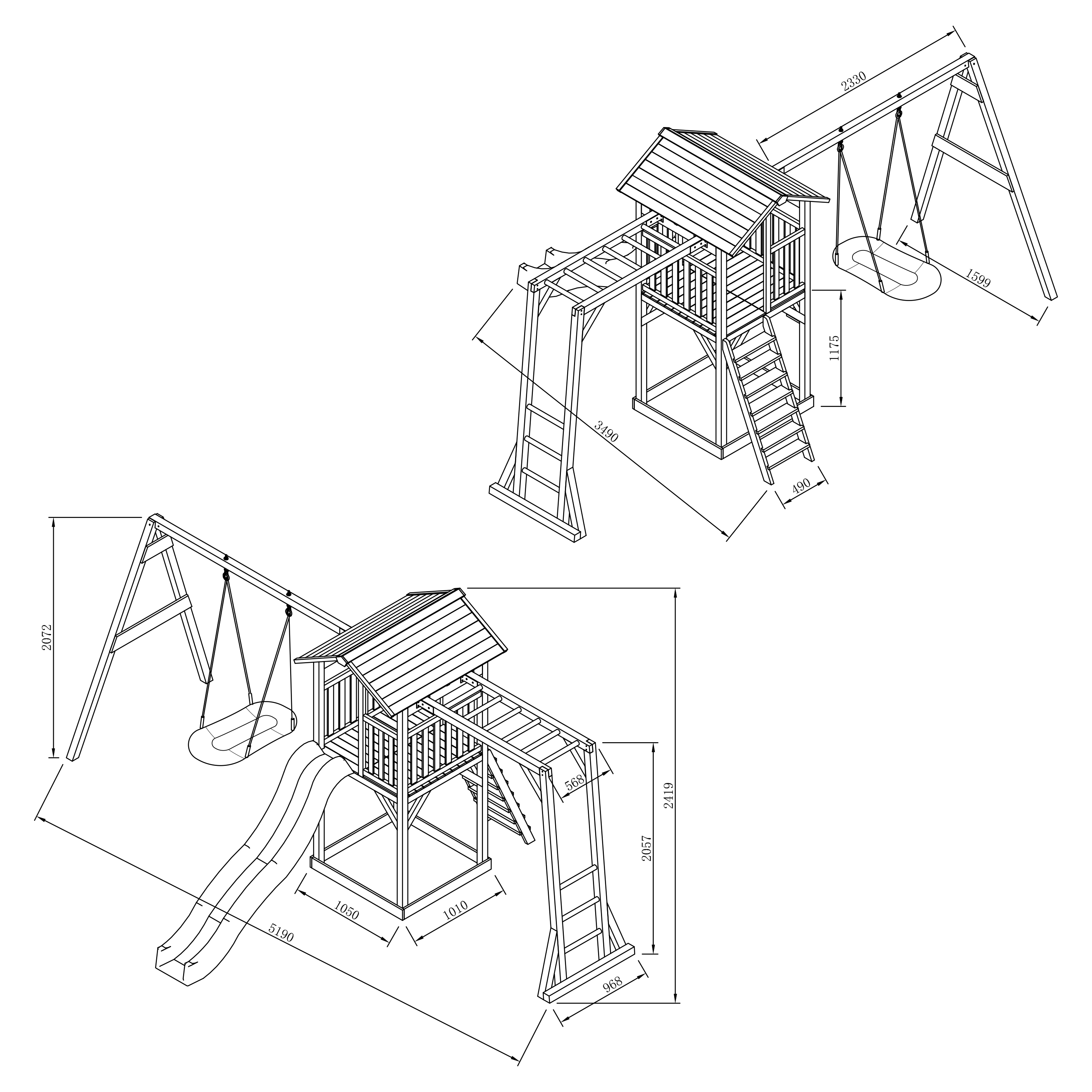 Beach Tower Aire de Jeux avec Toboggan en Vert, Cadre d'esca