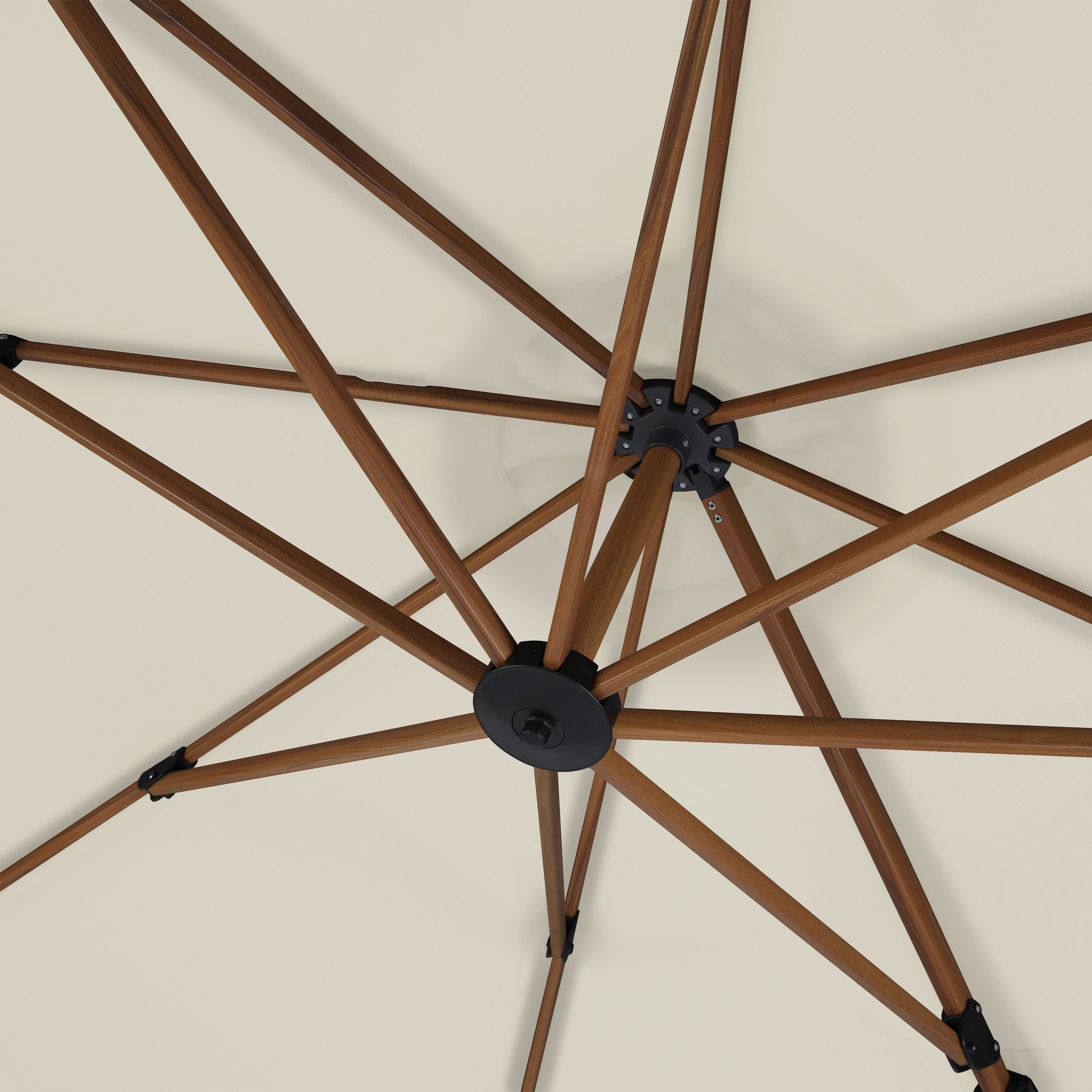 Cyrus hanging sun umbrella 3m round - wood colour / beige