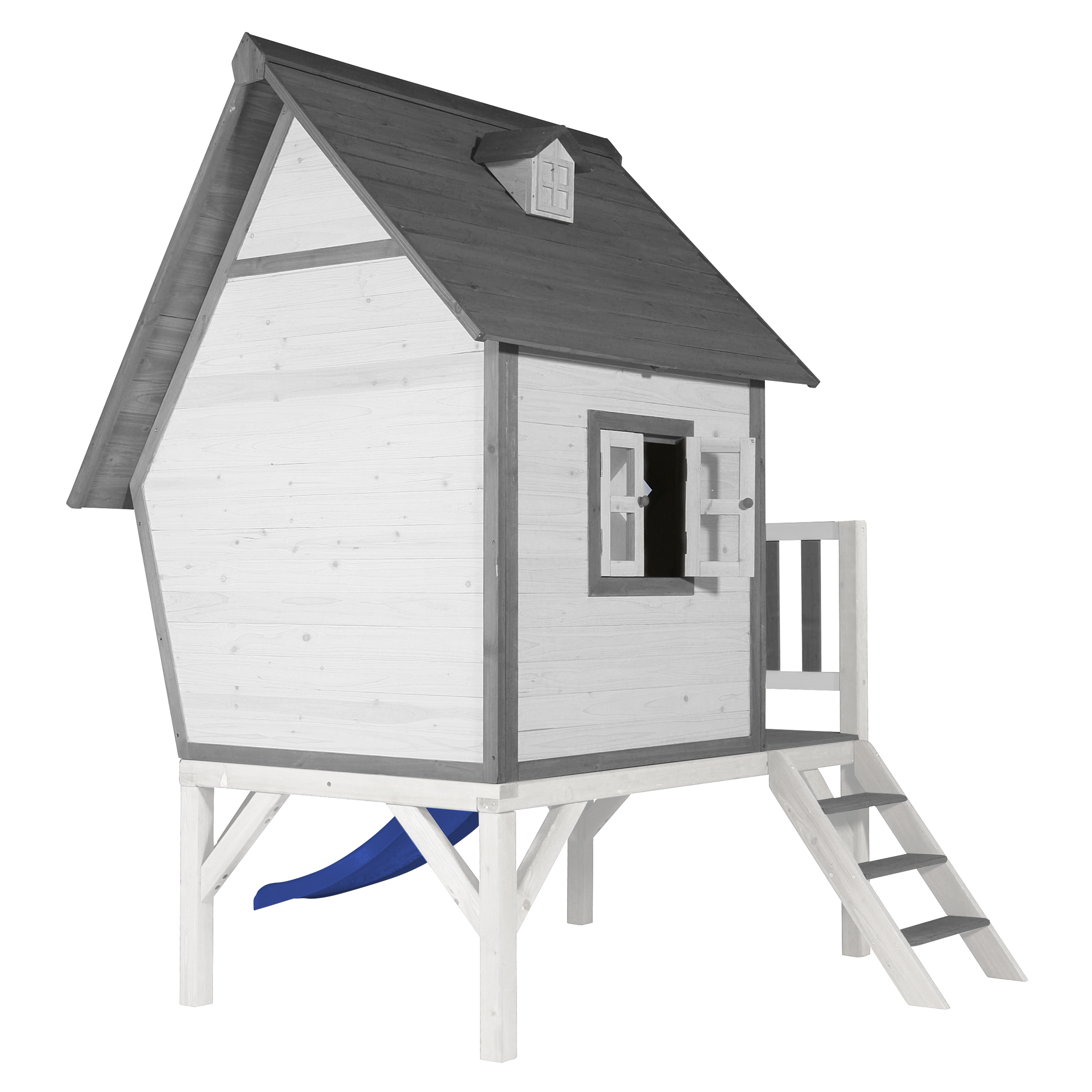 Cabin XL Playhouse Grey/White - Blue Slide