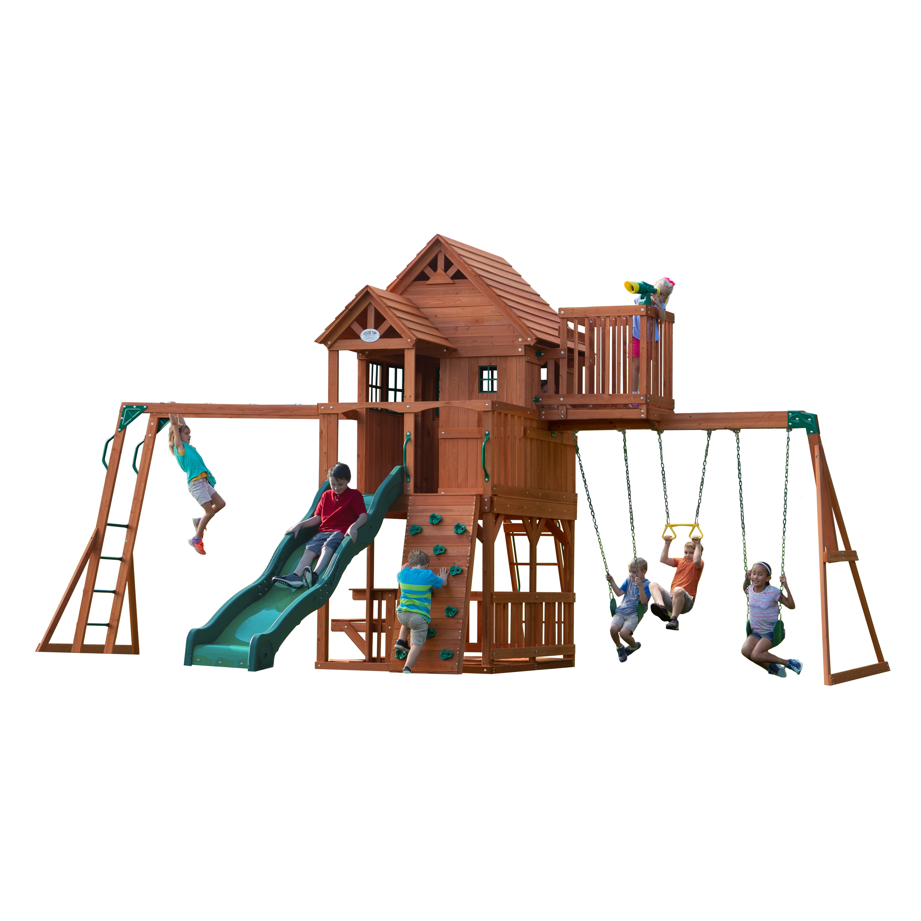 Skyfort II Swing Set with Slide, Climbing Frame and Lookout Tower