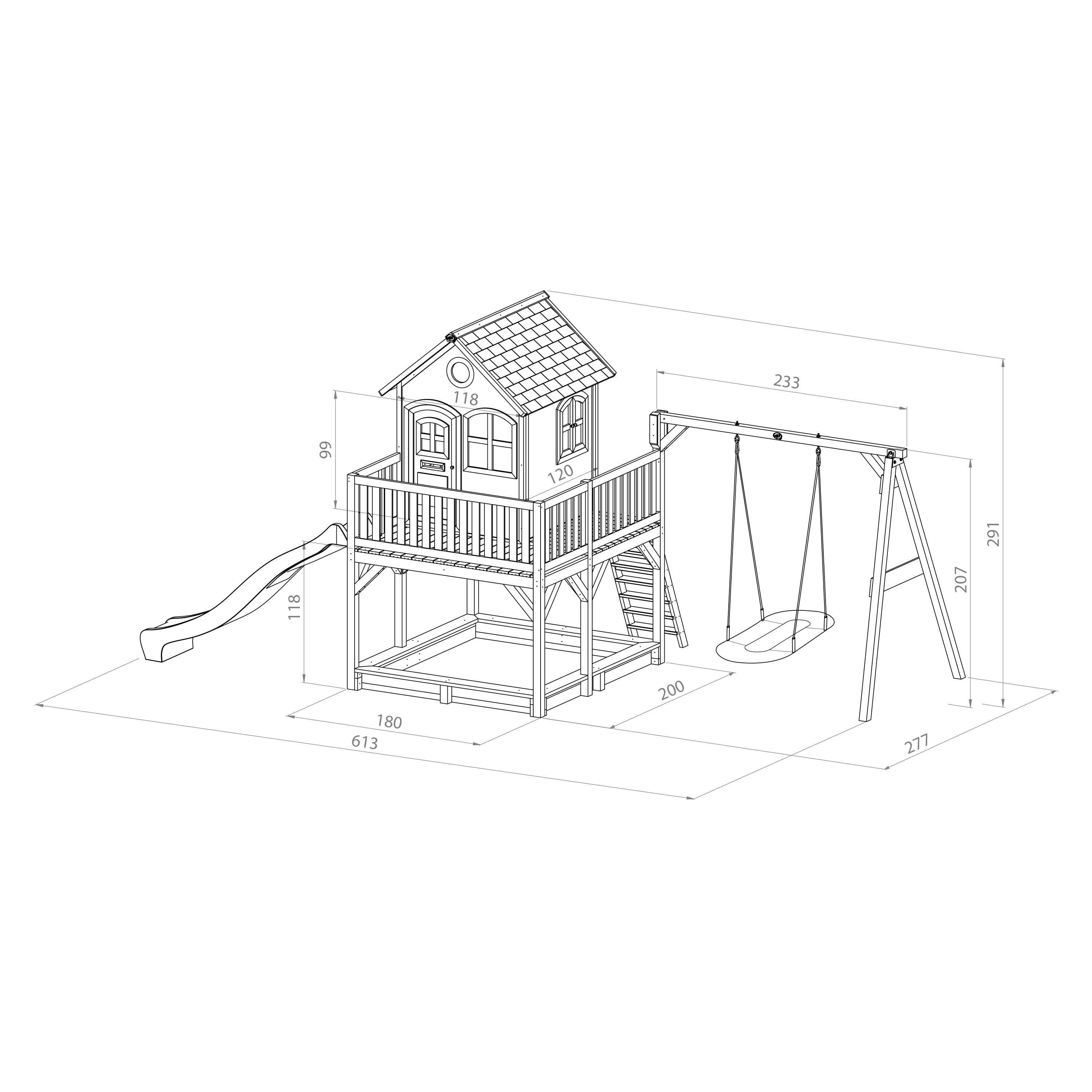 Liam Playhouse with Roxy Nest Swing Brown/White - White Slide