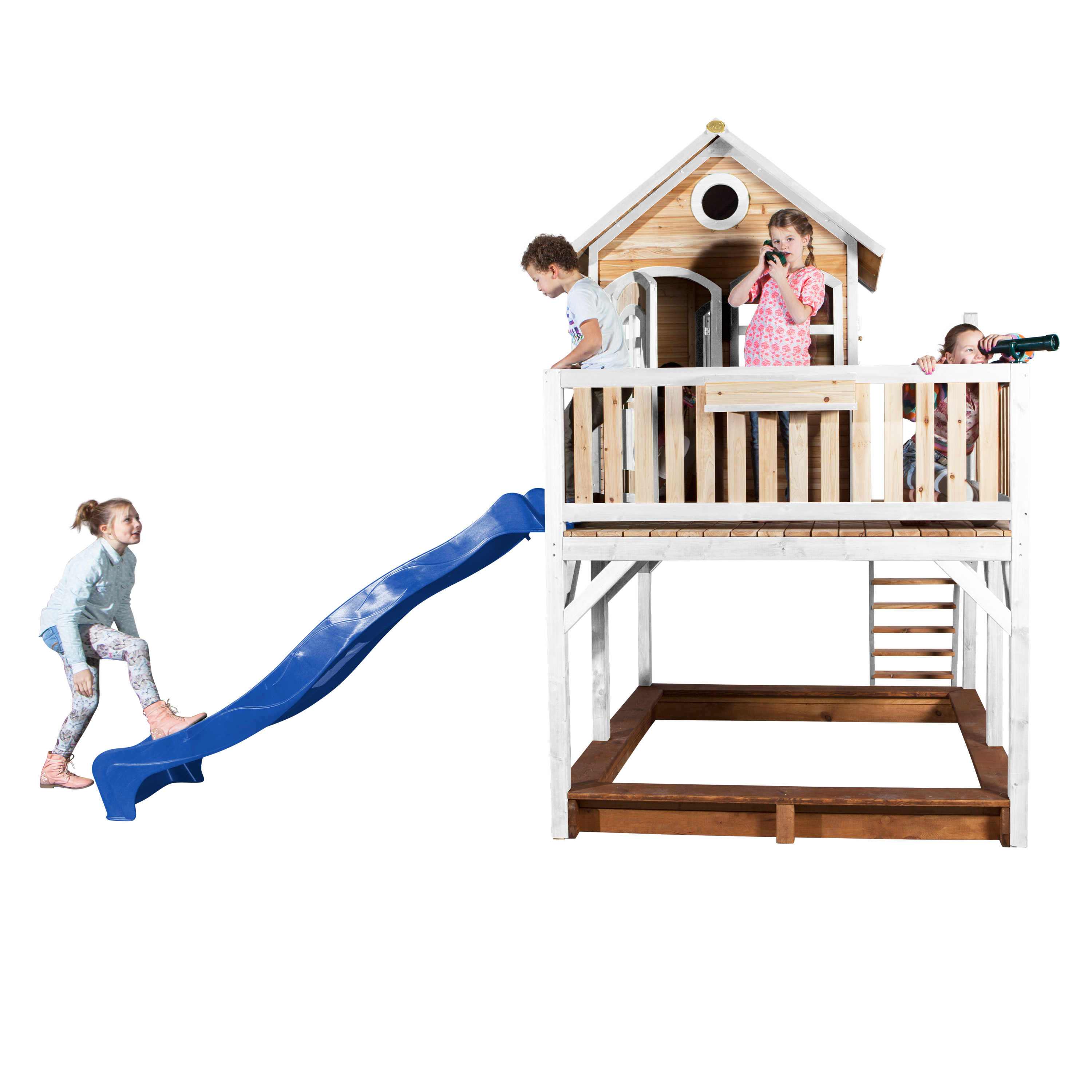 Liam Playhouse Brown/White - Blue Slide