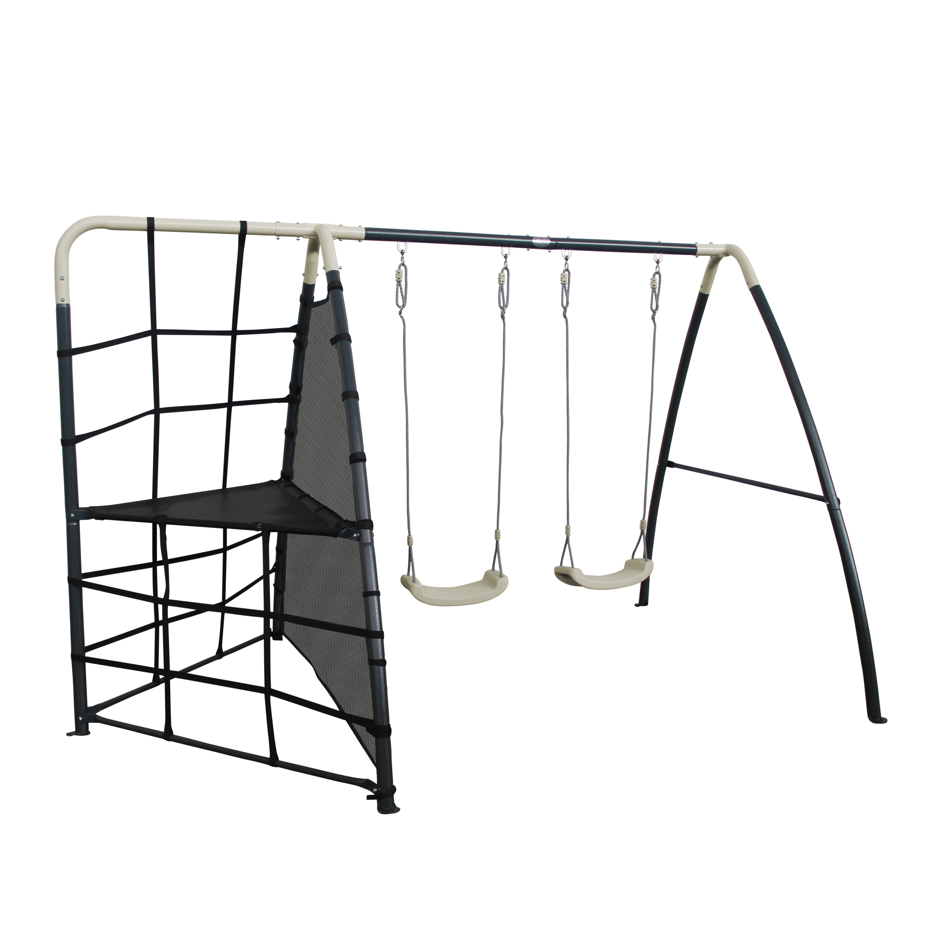 Metal Playground with double swing and climbing frame Anthra