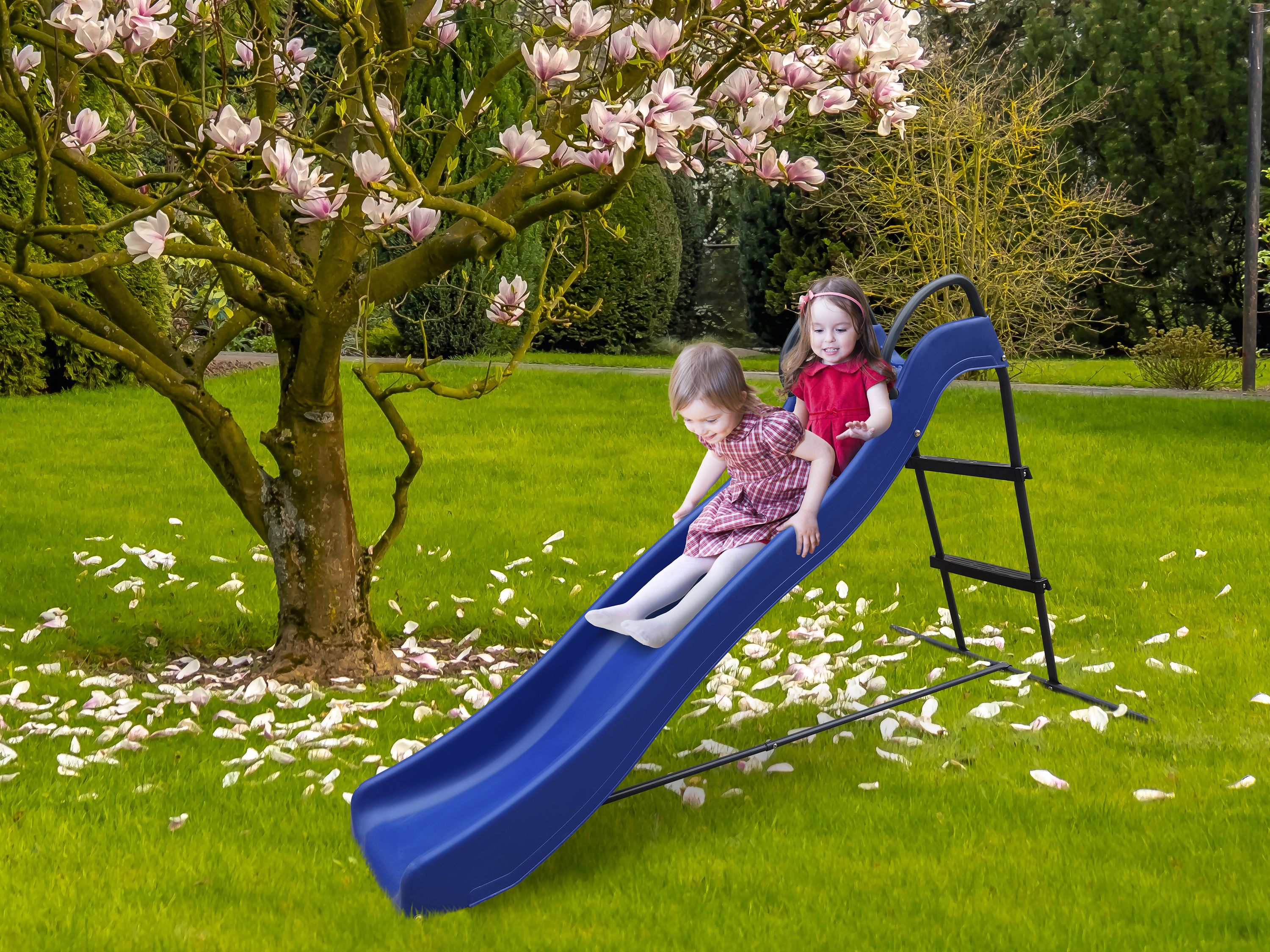 Freestanding Slide with water connection 180cm Blue/Anthracite