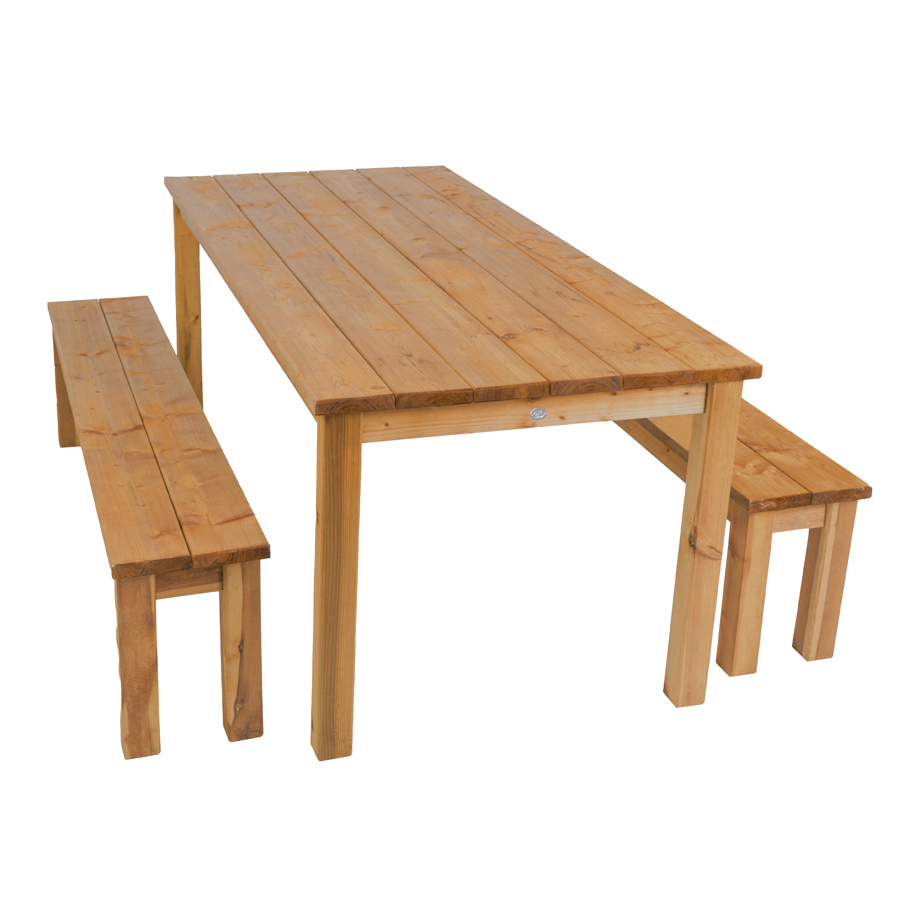 Louise Wooden Picnic Table and Bench Set 200 cm - Brown