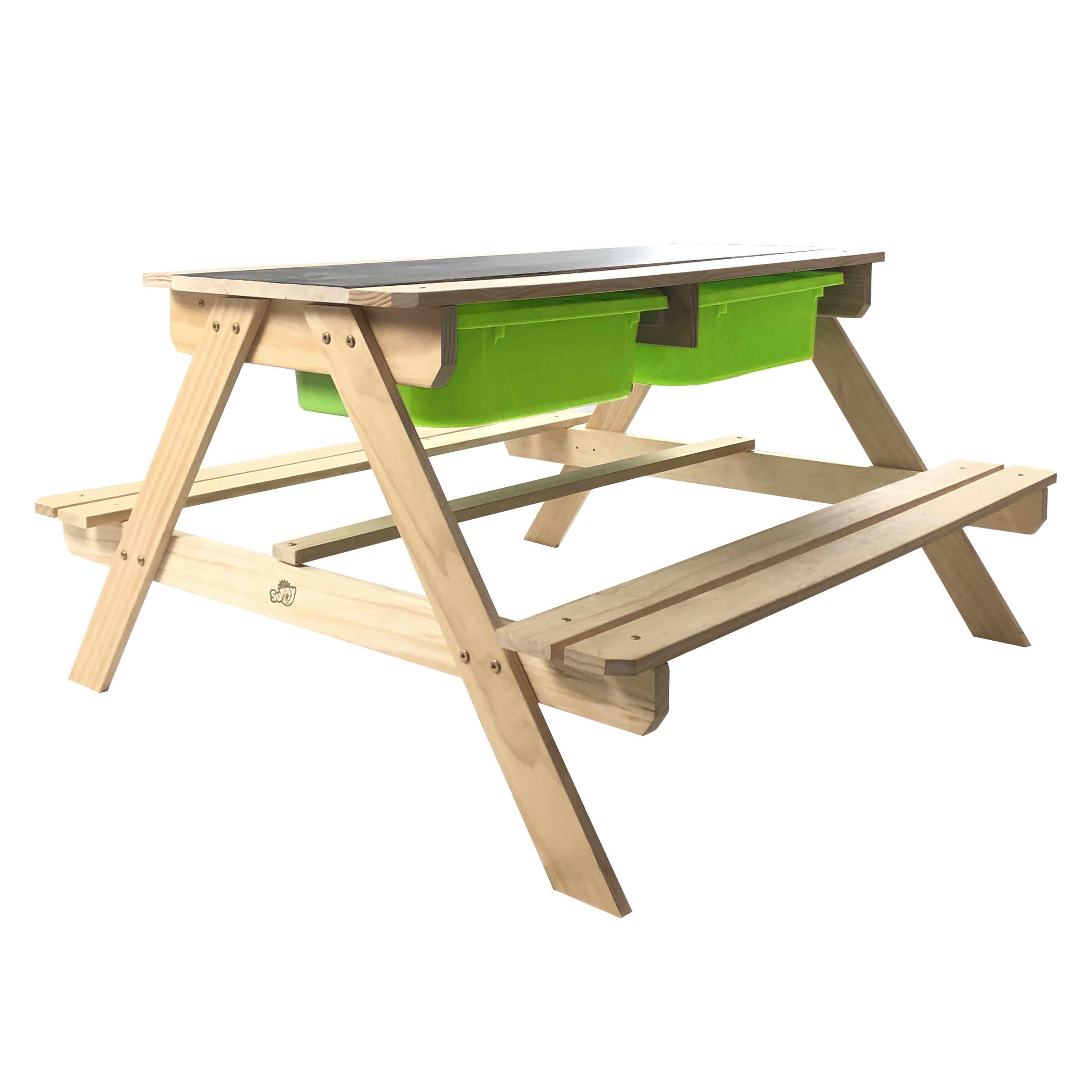 Sunny Dual Top 2.0 Sand & Water Picnic Table with Green Bins