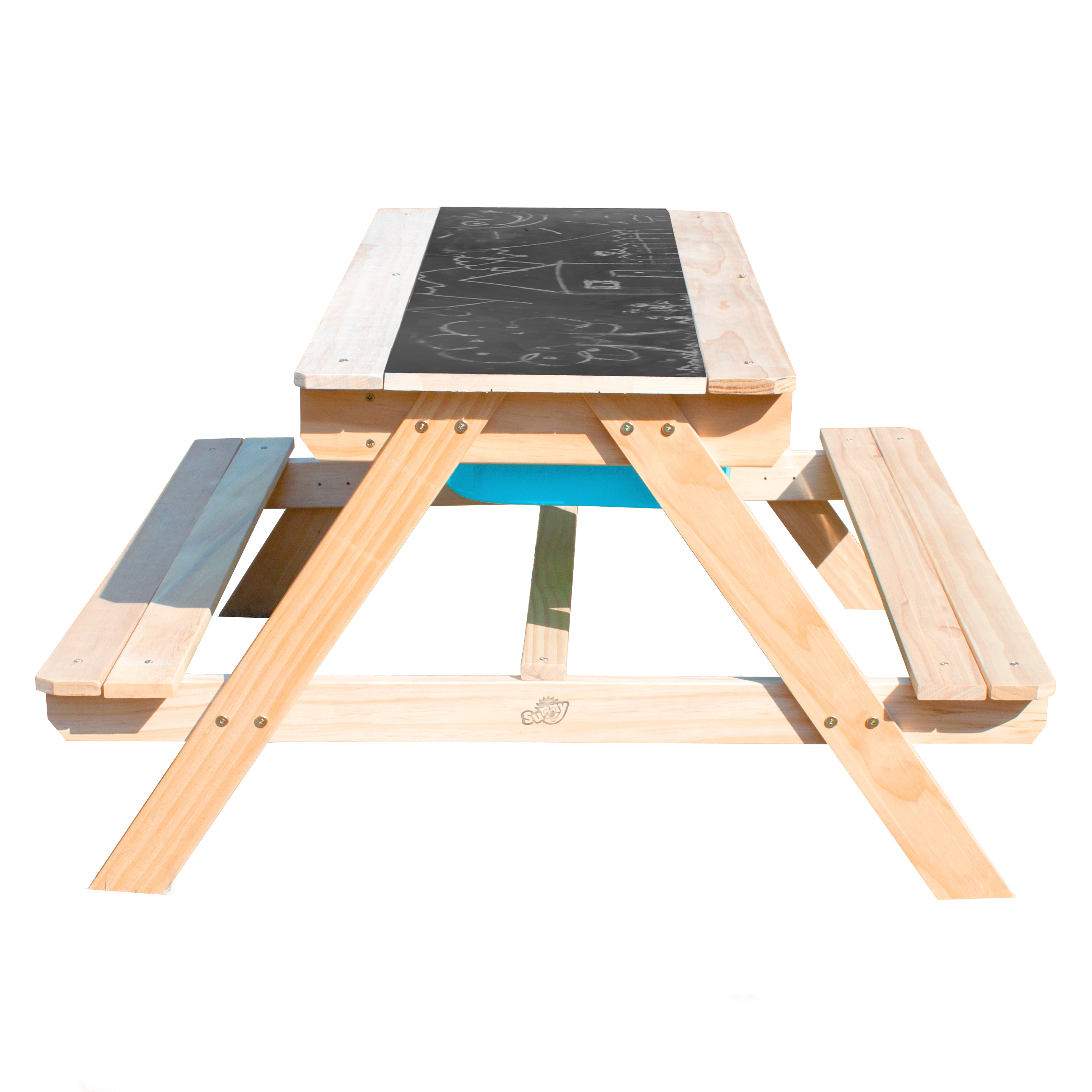 Dual Top 2.0 Sand & Water Picnic Table with Blue Bins