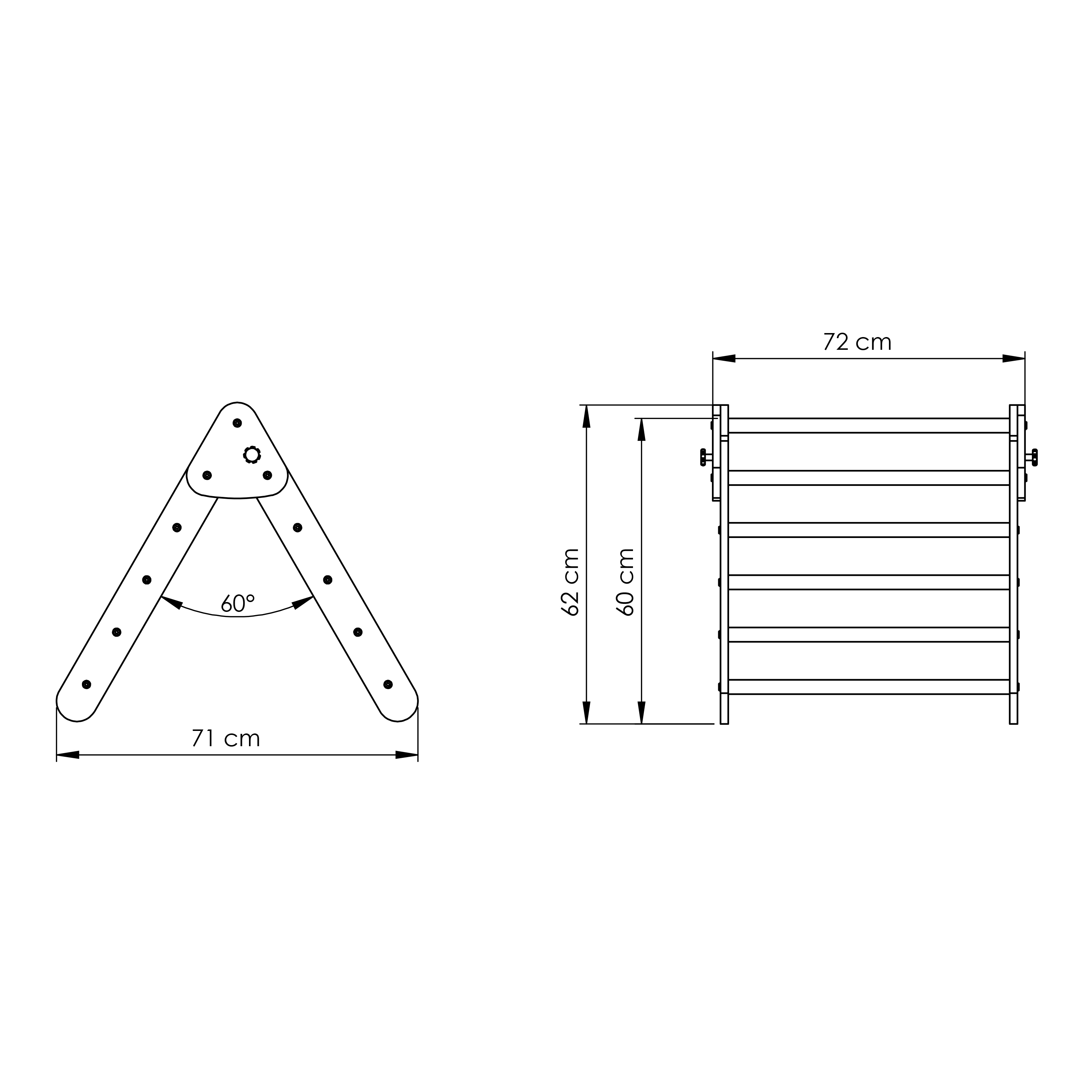 Wooden Climbing Triangle with Ladder and Climbing Wall Natur