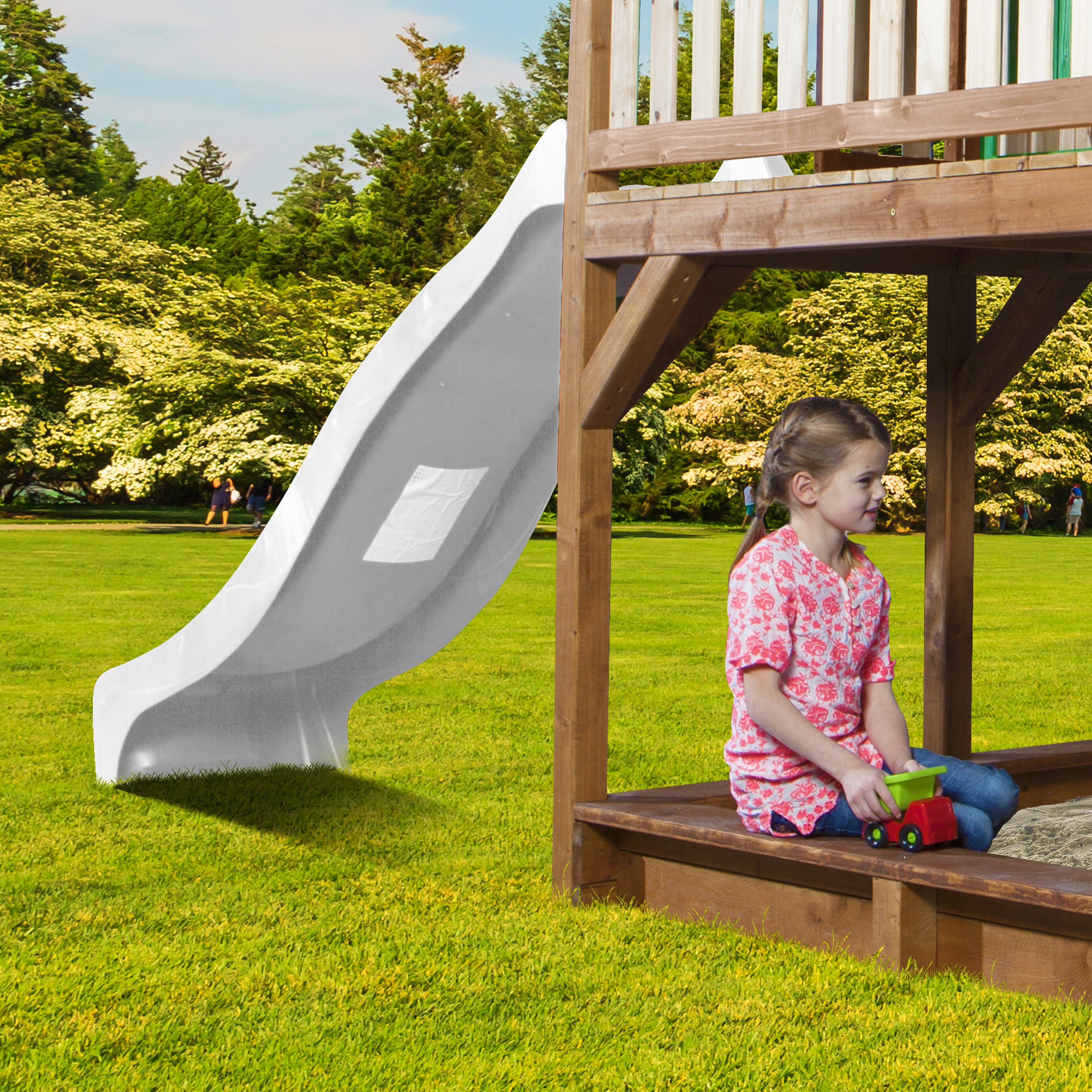 Liam Playhouse with Summer Nest Swing Brown/Green - White Slide