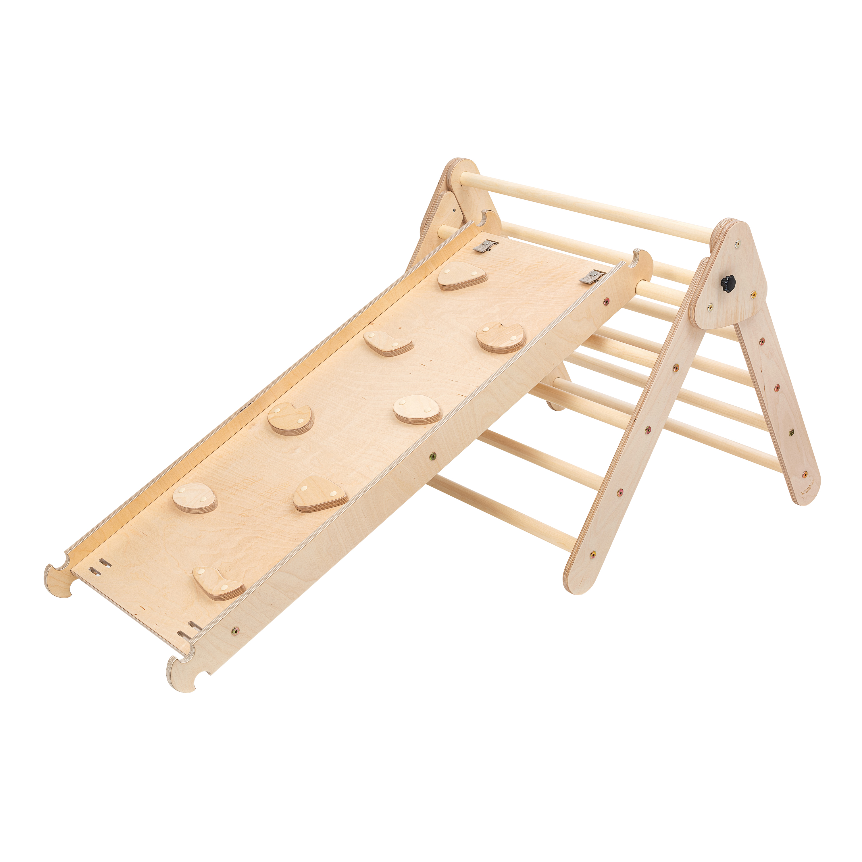 Wooden Climbing Triangle with Climbing Wall Natural