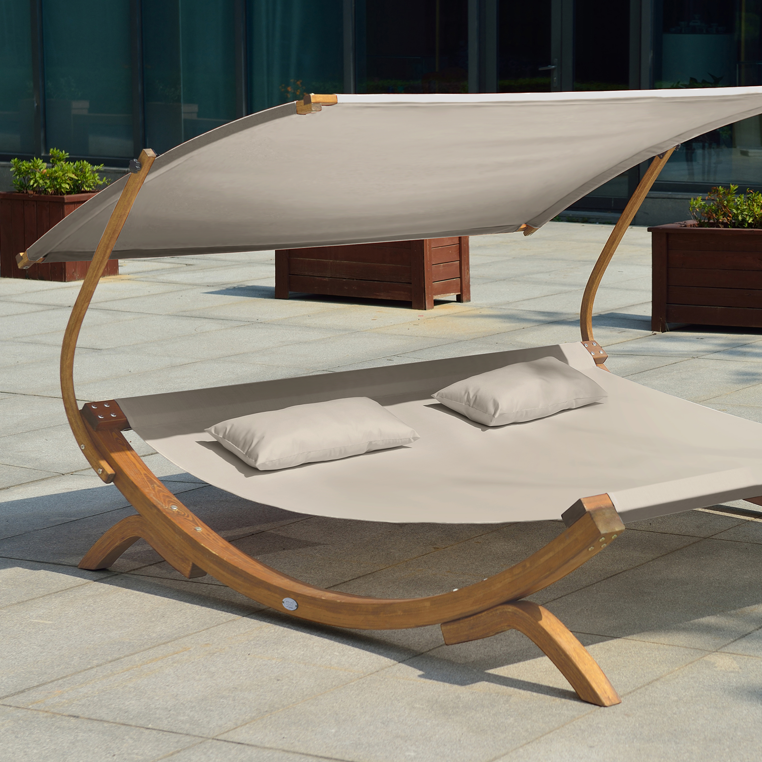 AXI Mallorca Double Lounger with Sunshade - Beige