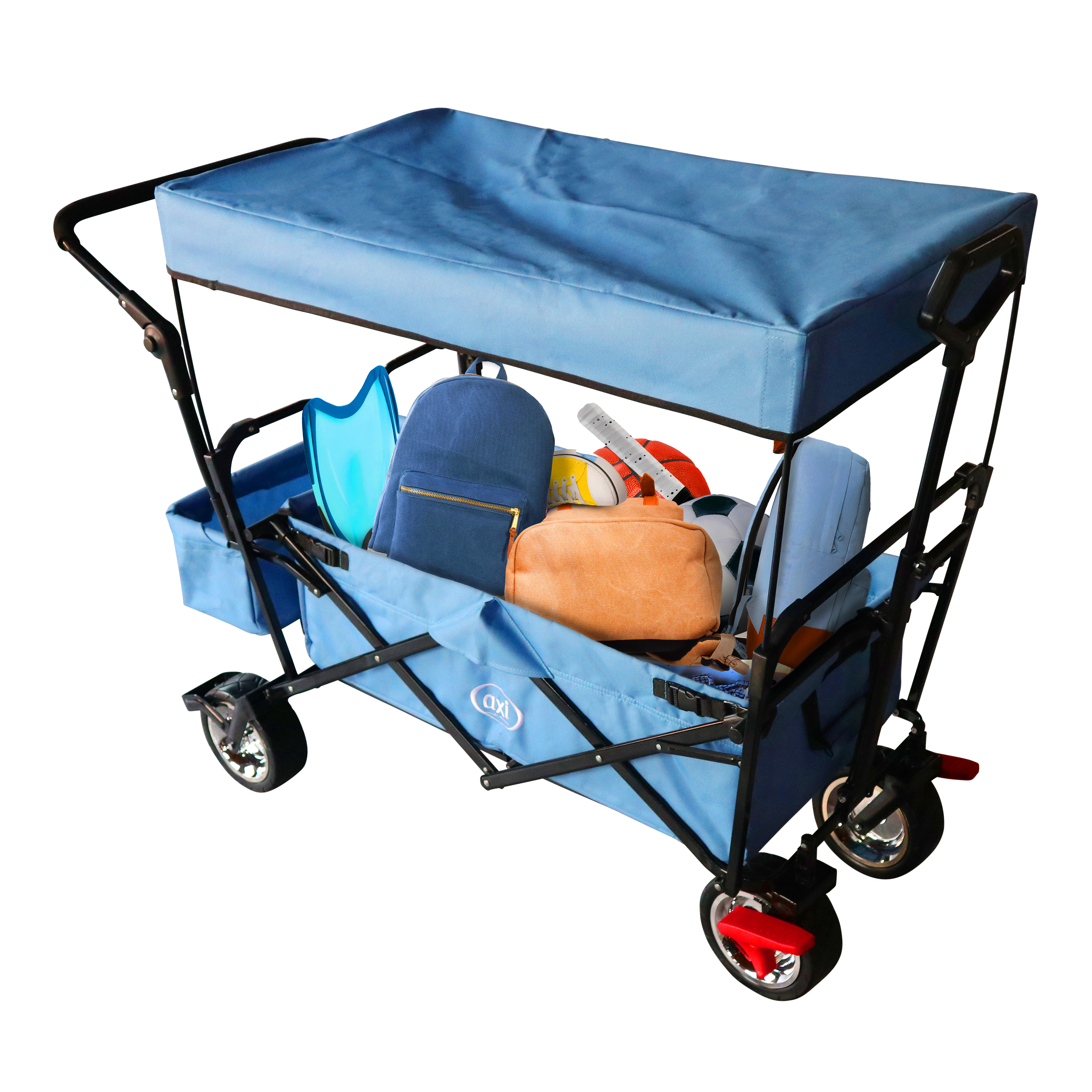 AXI AB210 Foldable Beach Wagon with roof, bag, brake, and handlebar - Blue