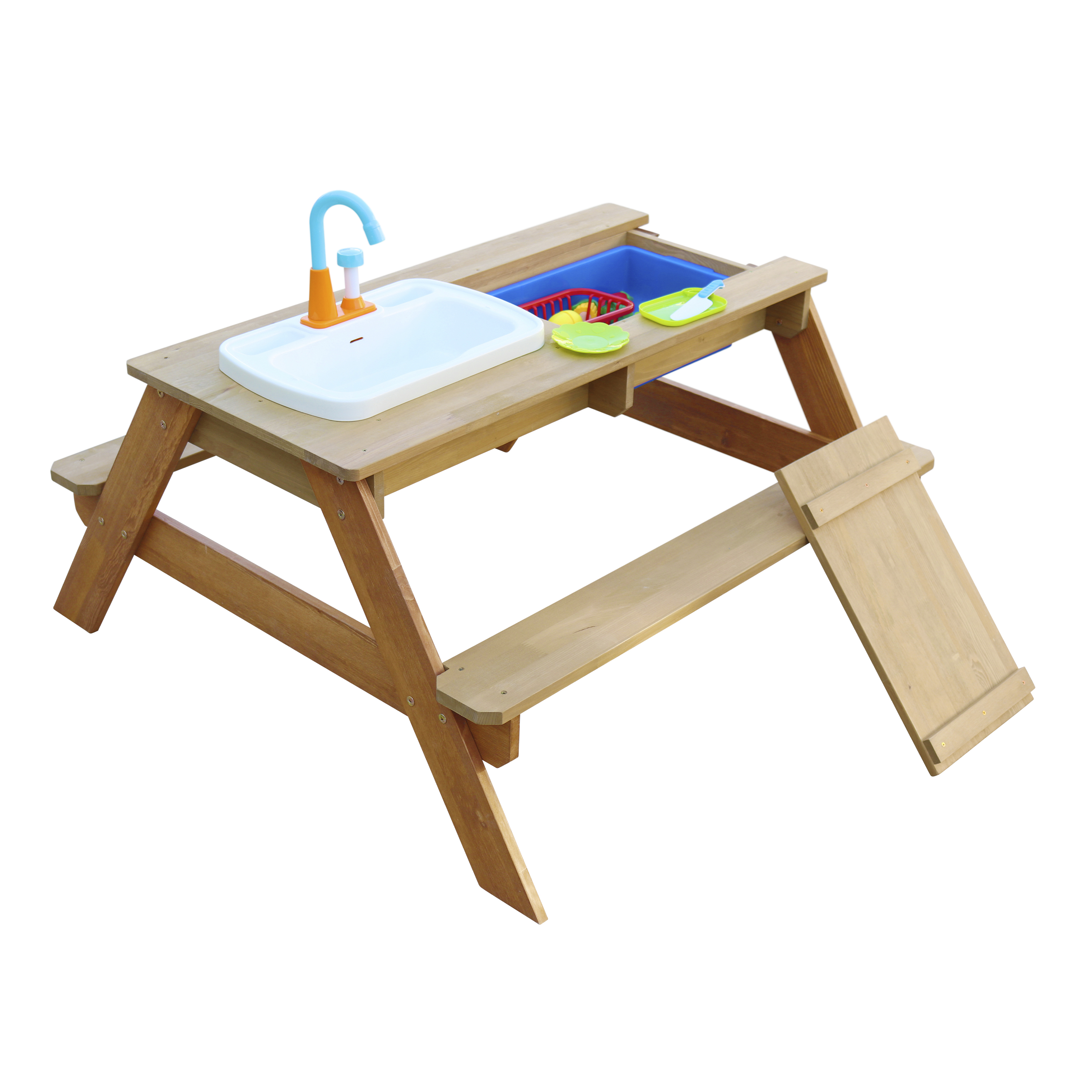 AXI Emily Sand & Water Picnic Table with Play Kitchen Sink Brown