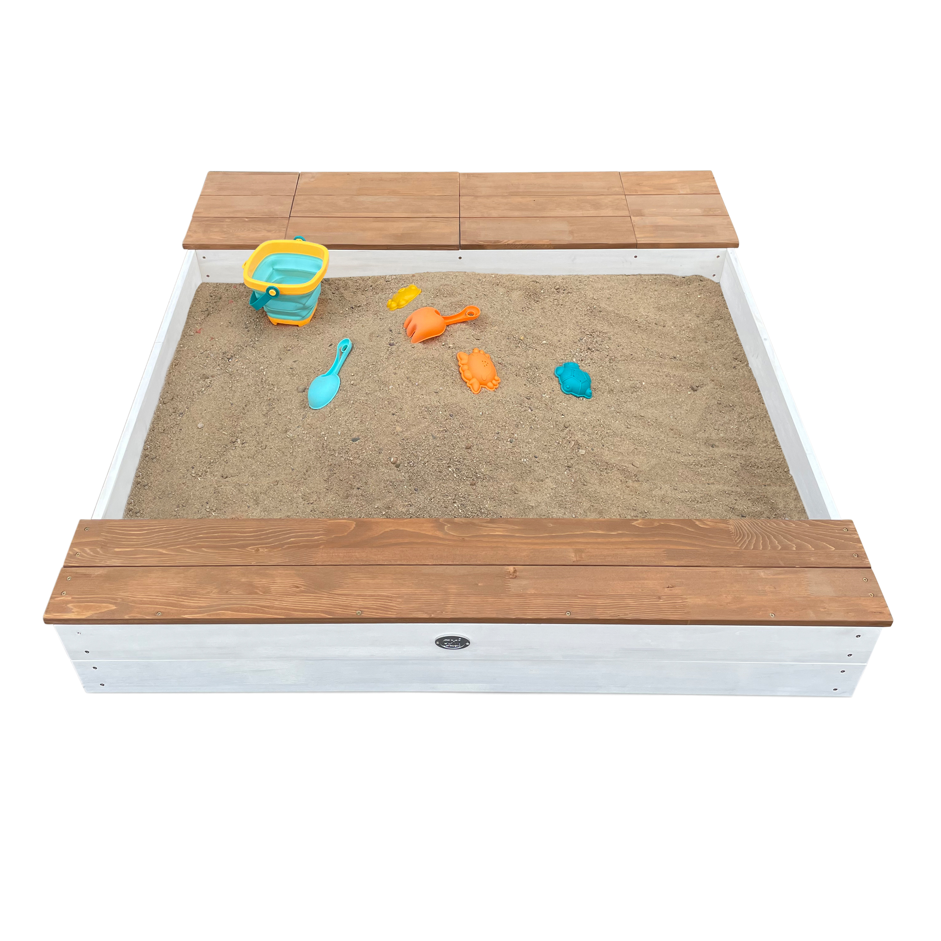 Evy Sandbox with Bins and Storage White/Brown