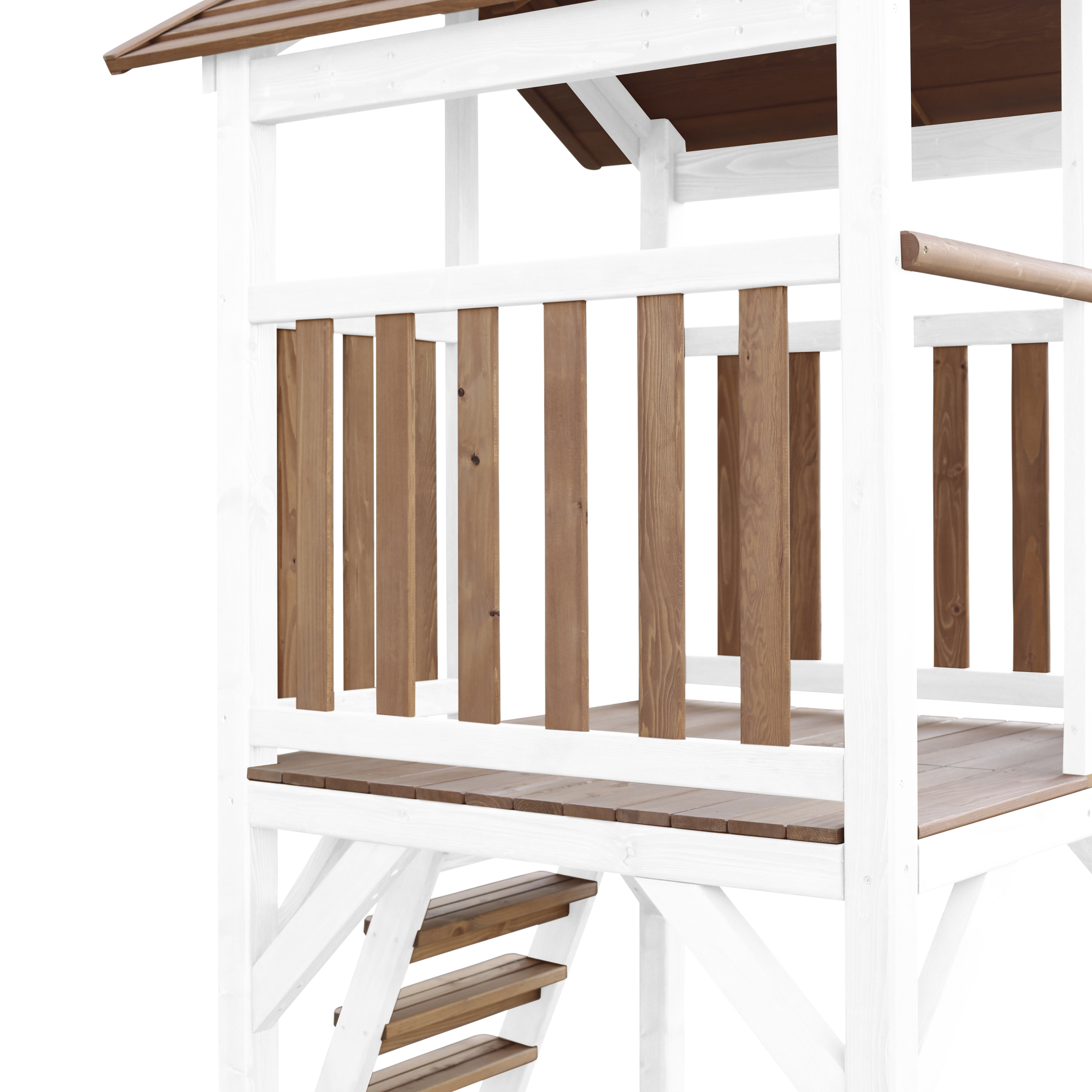 Beach Tower with Single Swing Brown/White - Blue Slide