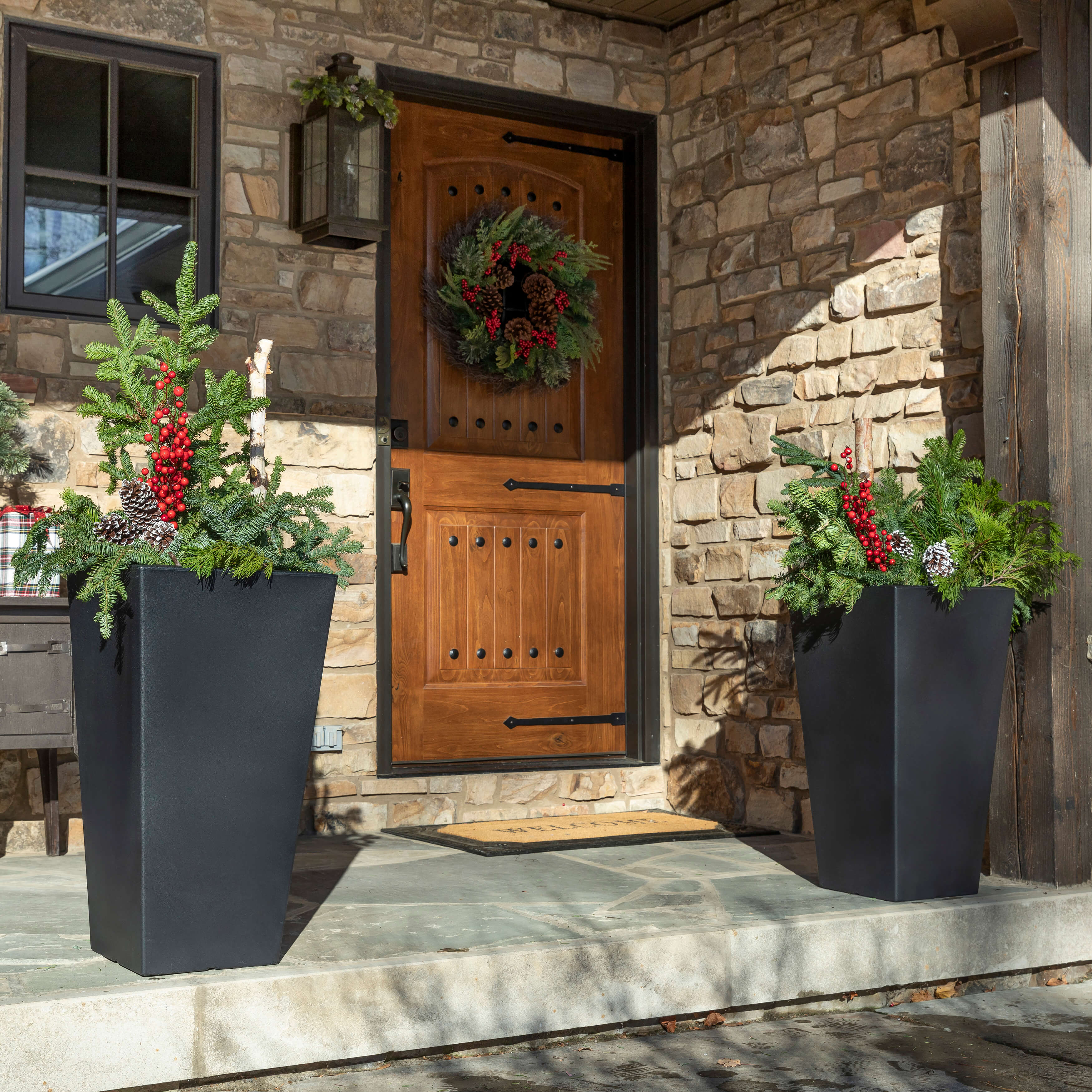 Tremont Tall Square Tapered Planter - Onyx Black