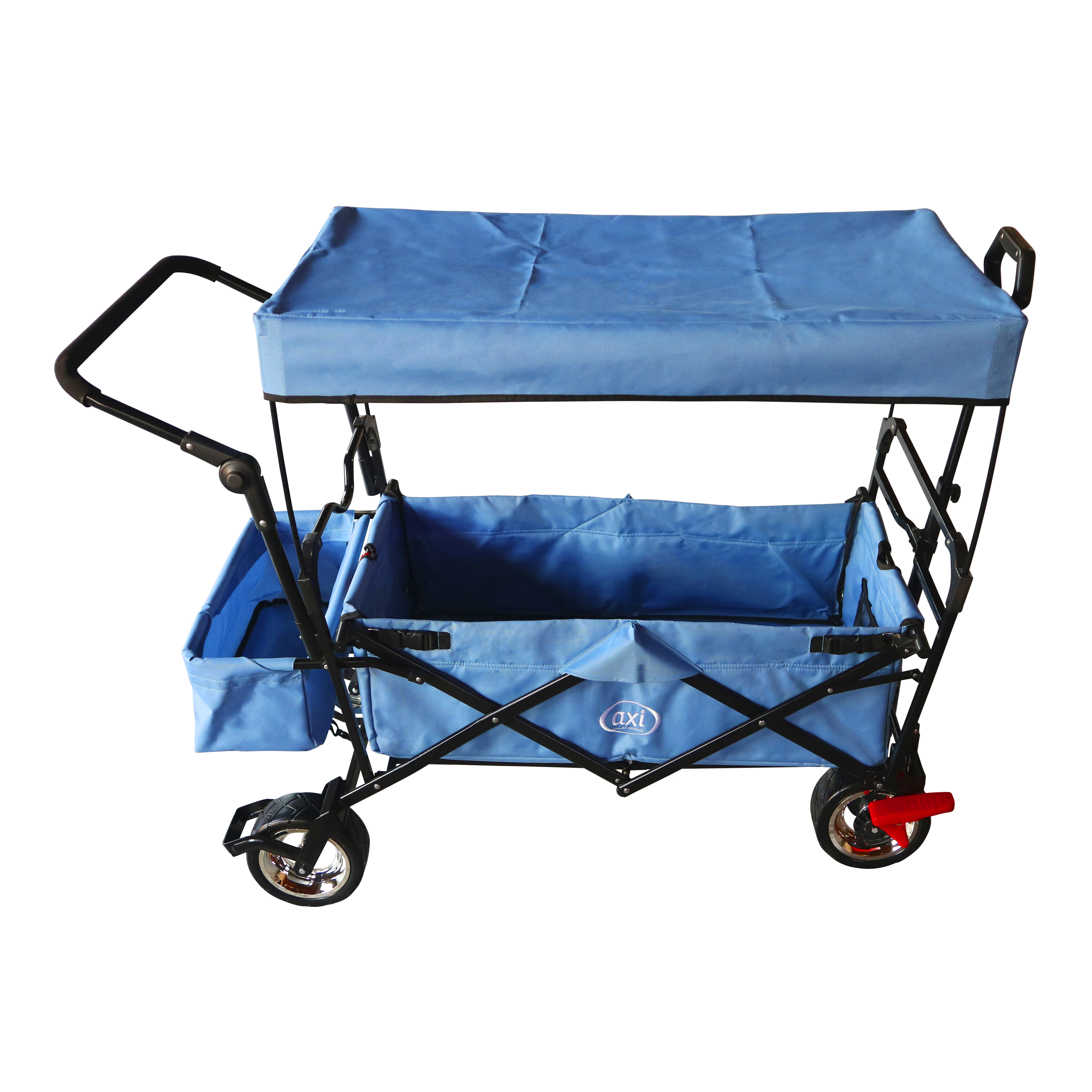 AB210 Foldable Beachwagon with roof, bag, brake and handlebar Blue