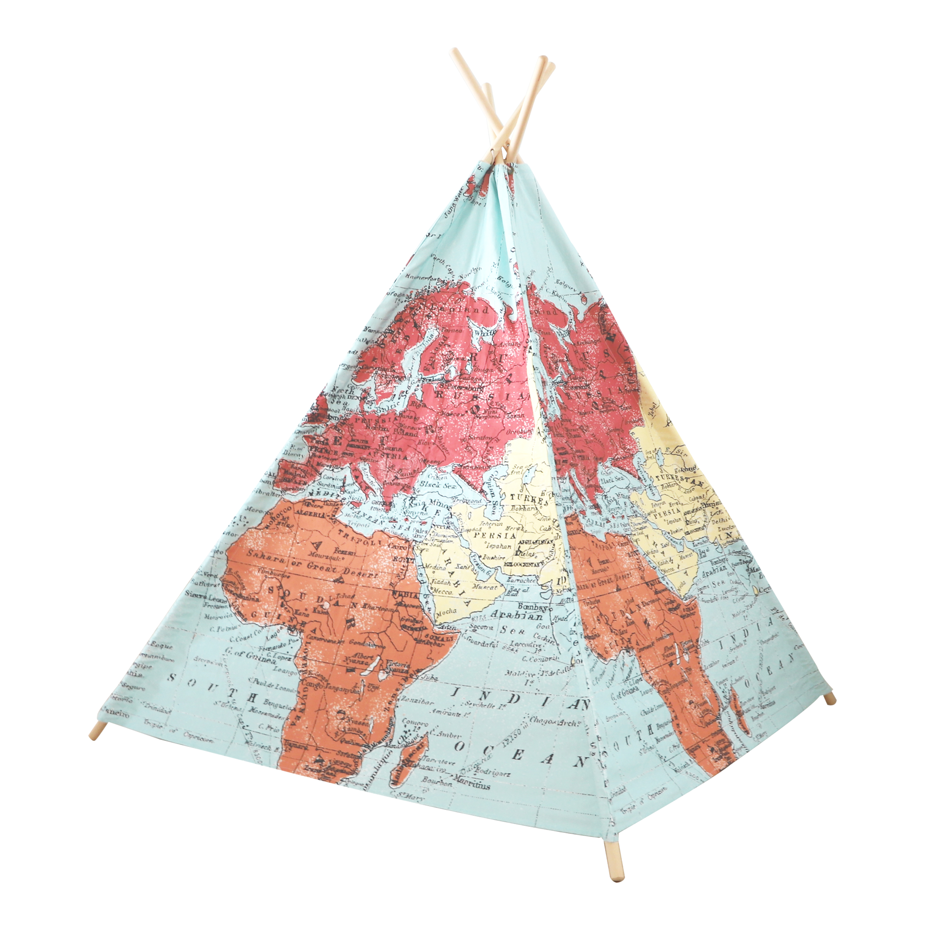 Sunny World Map Teepee Tent - Multicolor