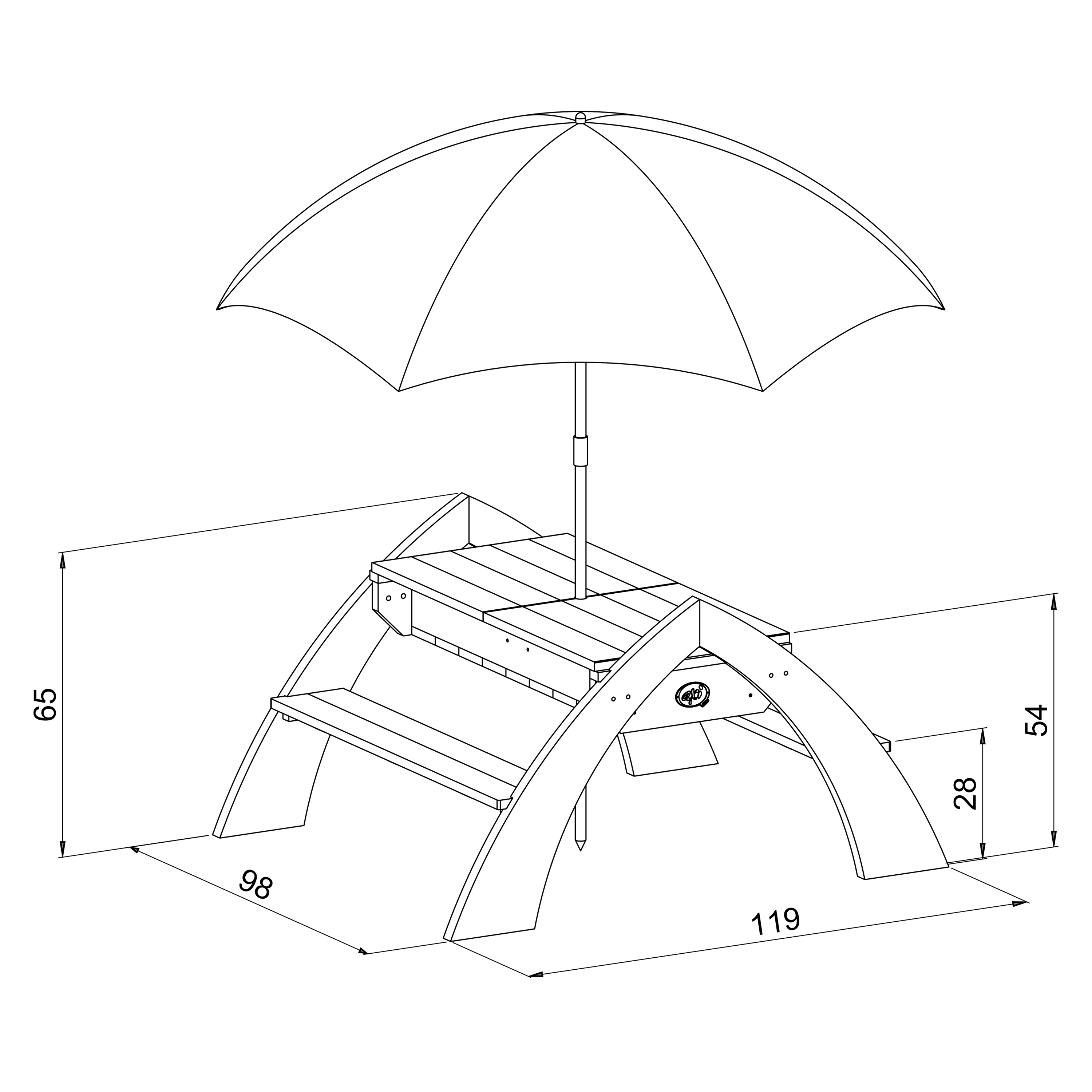 Delta Sand- & Water Picnic Table with Umbrella