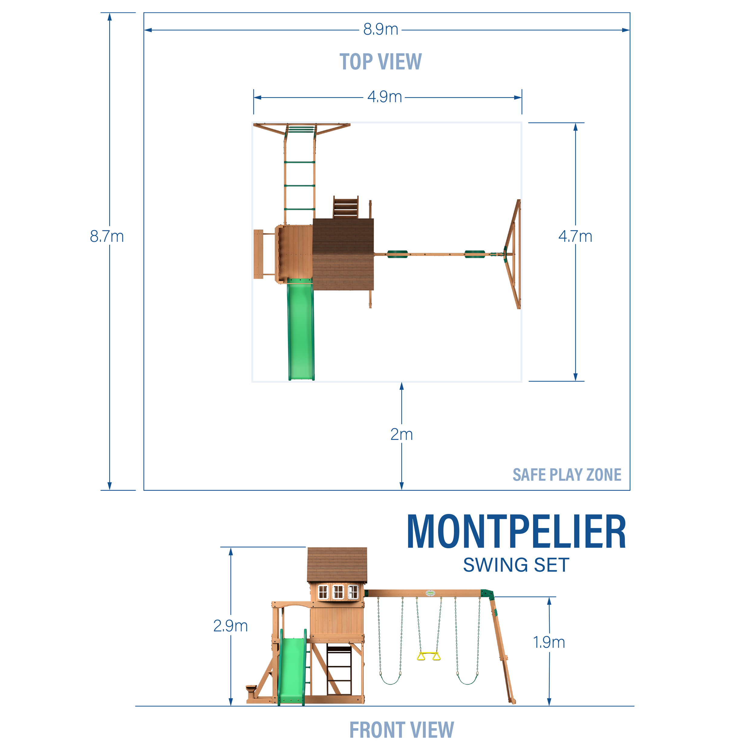 Montpelier Swing Set with Slide and Climbing frame