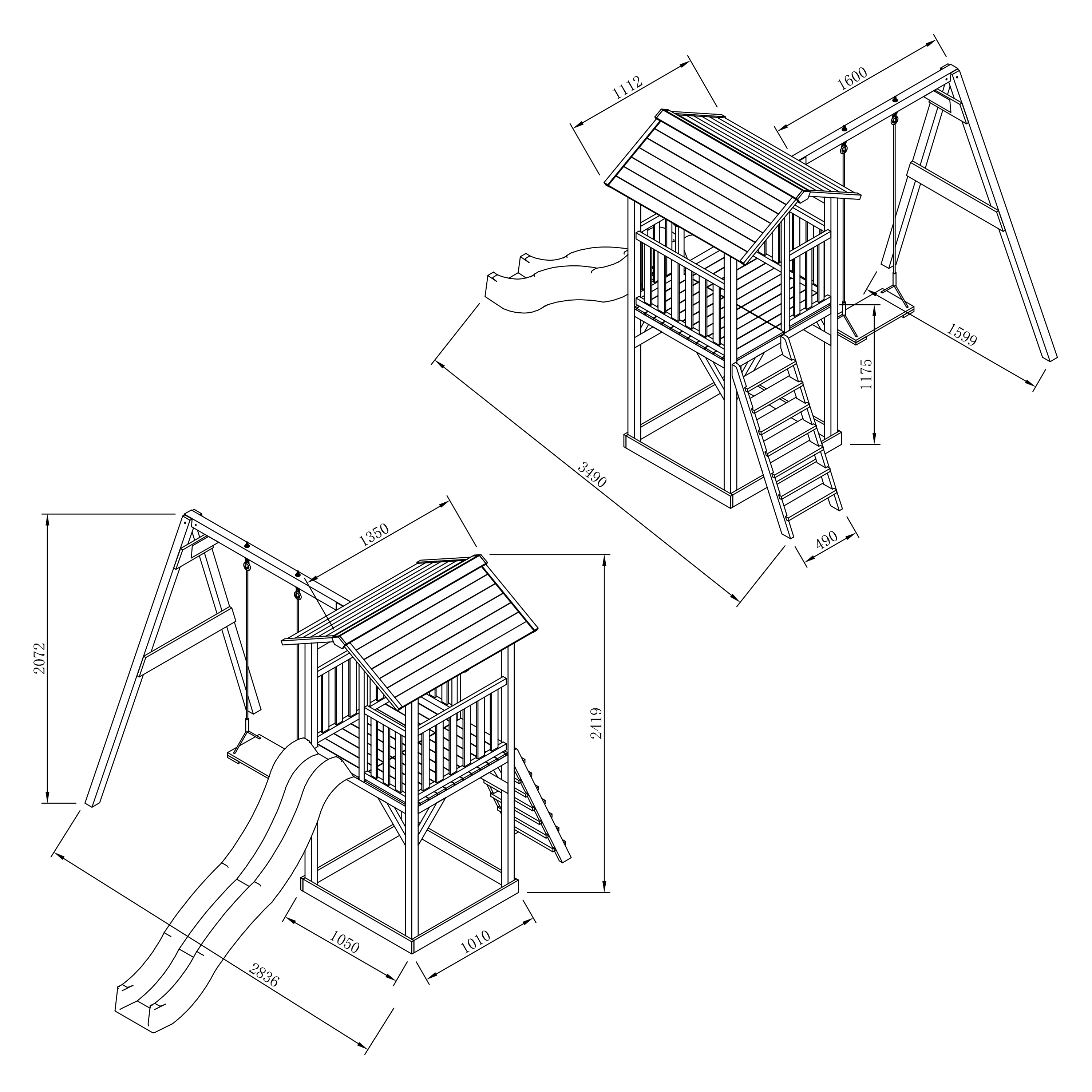 Beach Tower Speeltoren met Enkele Schommel Bruin - Grijze Gl