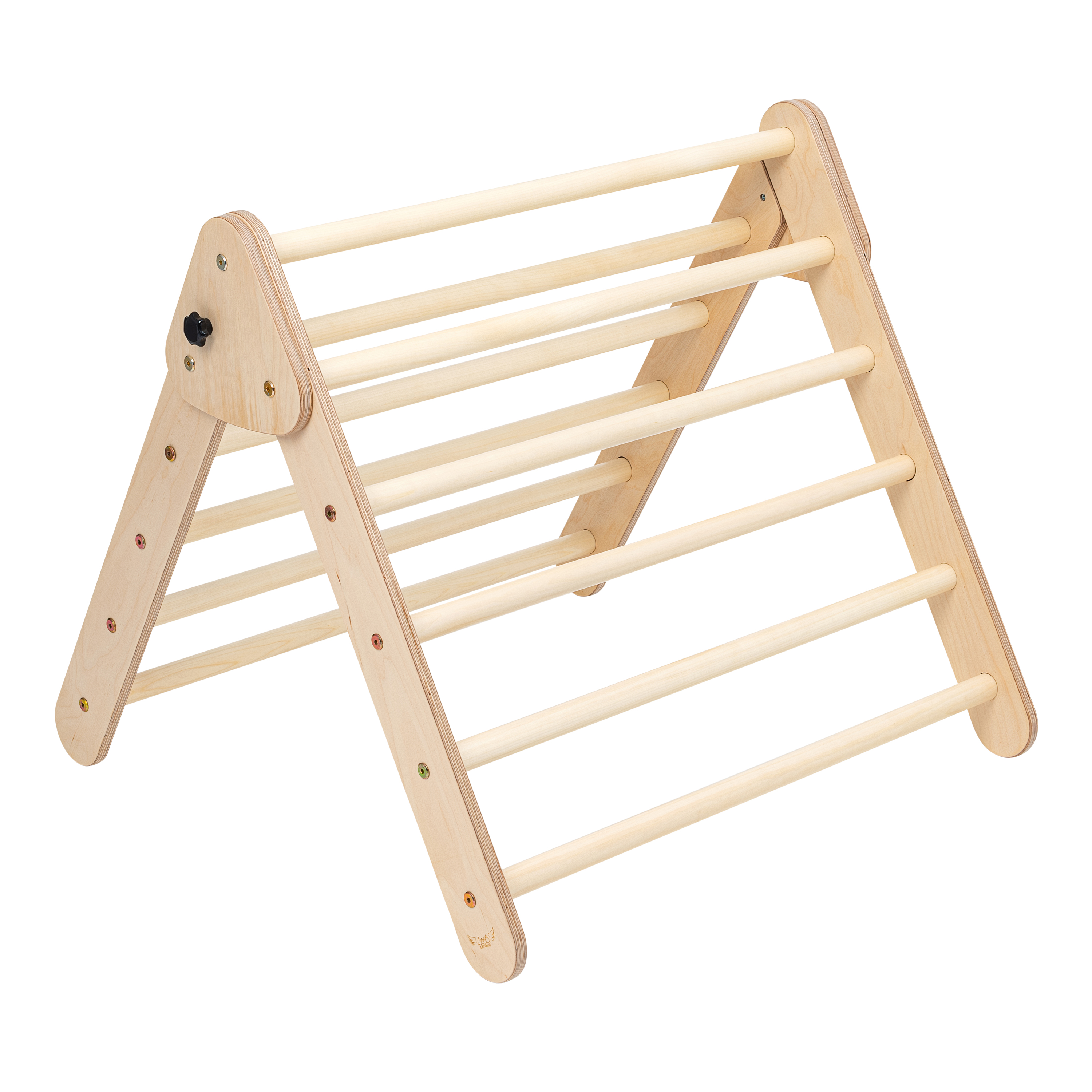 Wooden Climbing Triangle with Ladder and Climbing Wall Natur