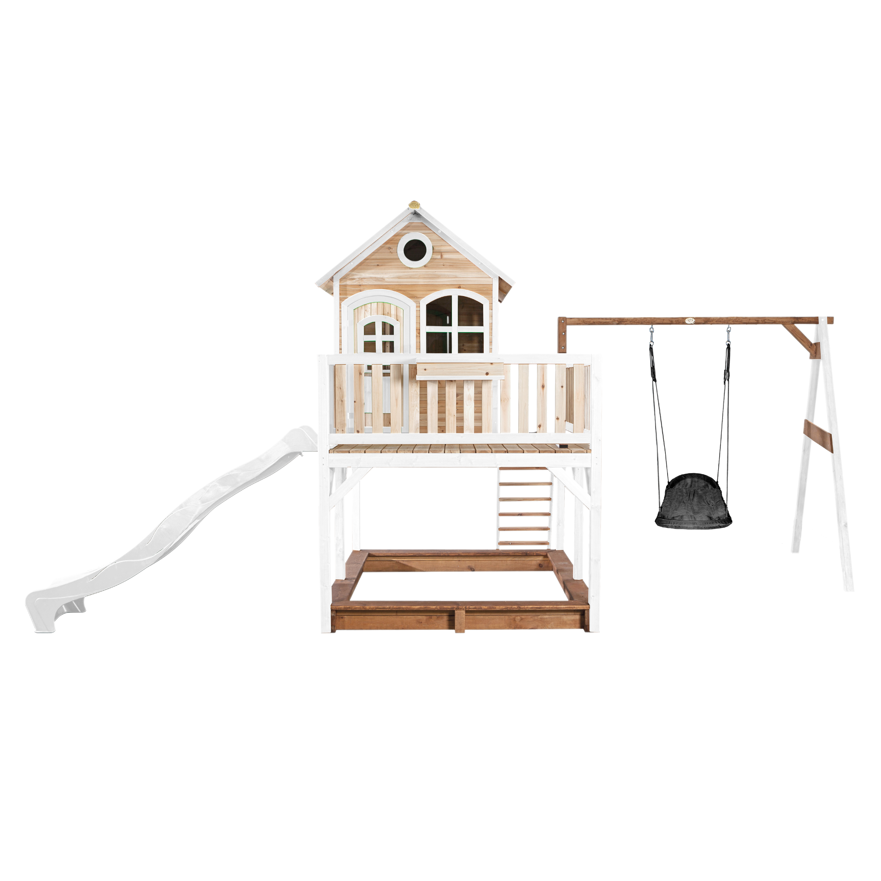 Liam Playhouse with Roxy Nest Swing Brown/White - White Slid