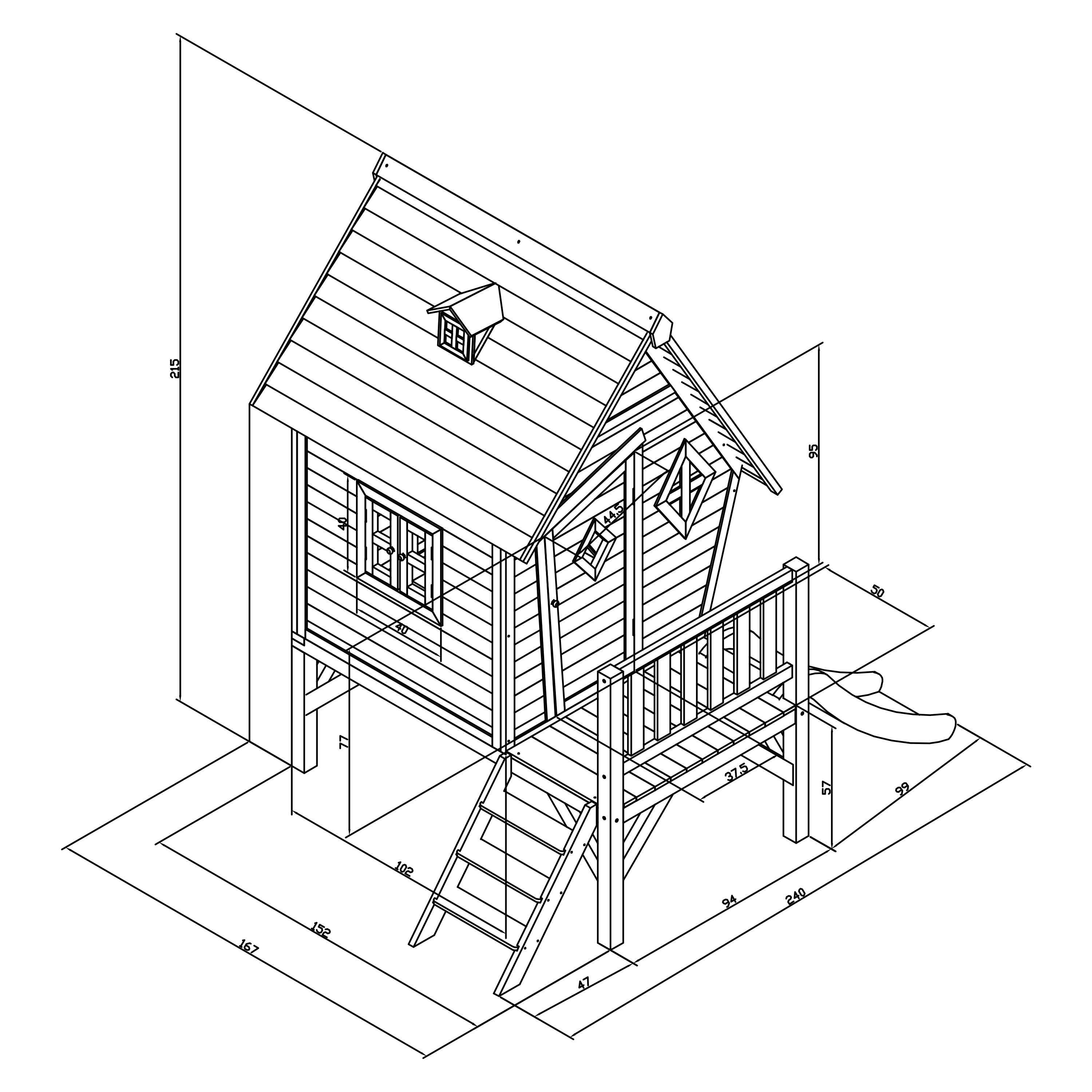 Cabin XL Speelhuis Grijs/wit - Grijze Glijbaan