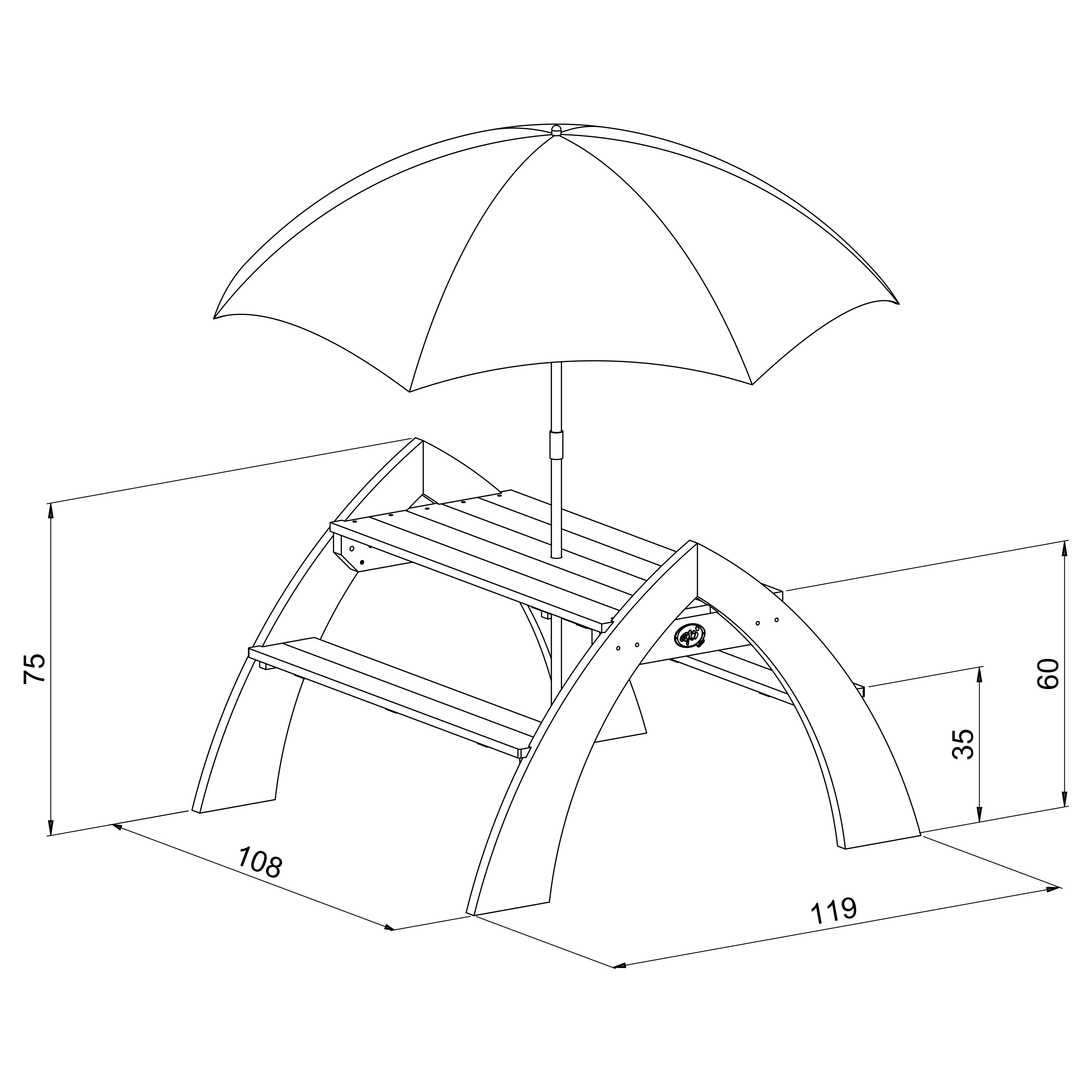 AXI Kylo XL Picnic Table with Umbrella