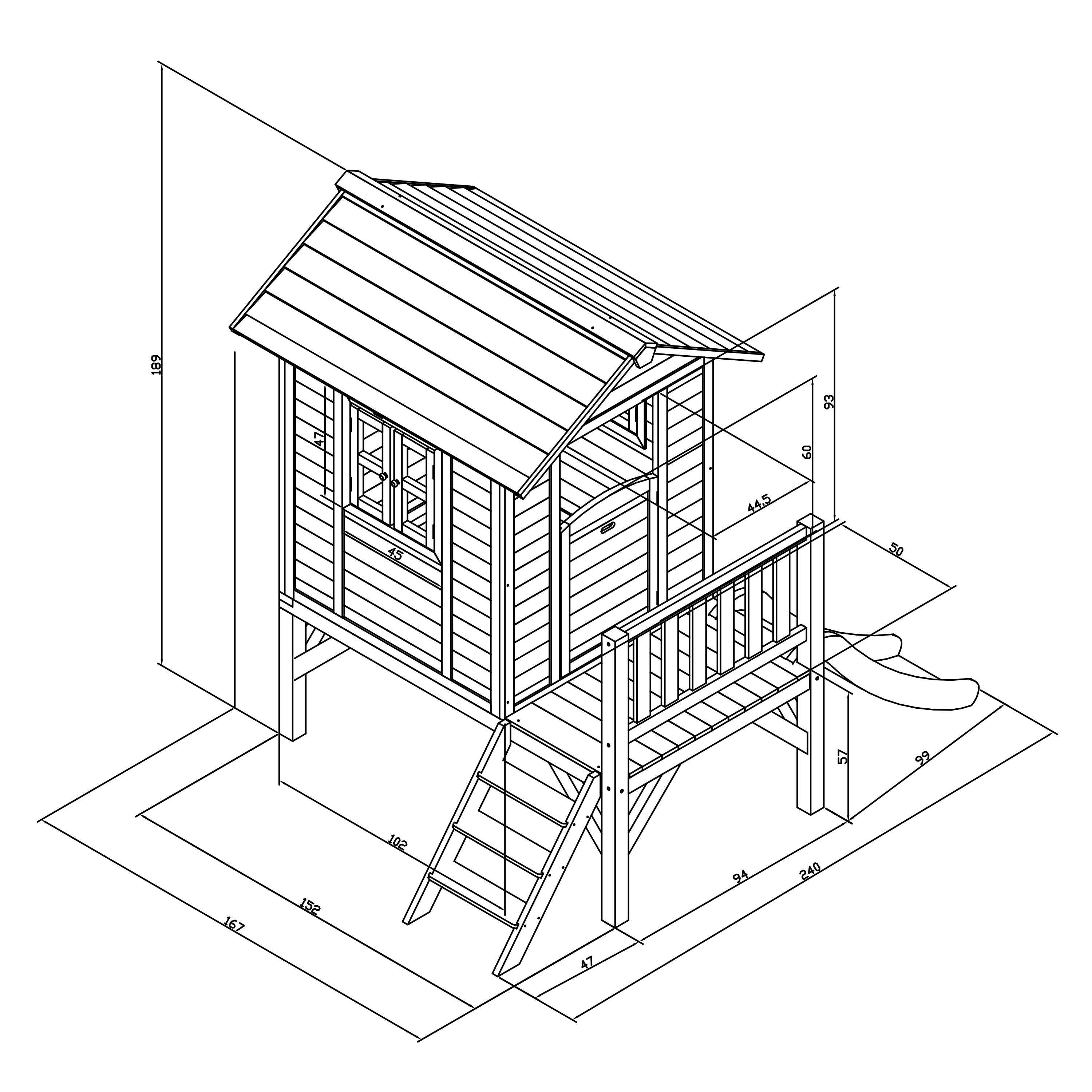 Lodge XL Playhouse Classic - Grey Slide