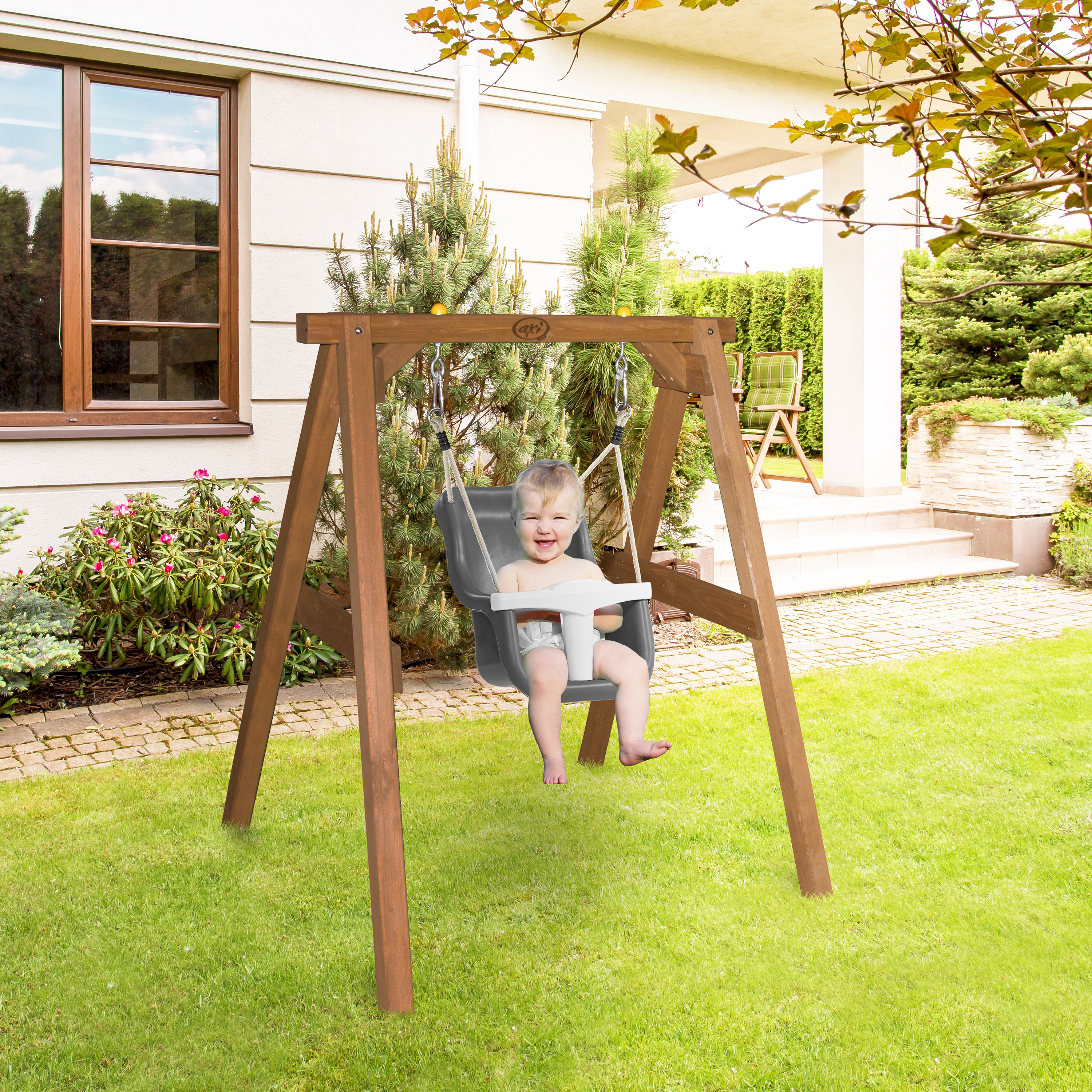 Baby Swing Brown with seat Grey/White