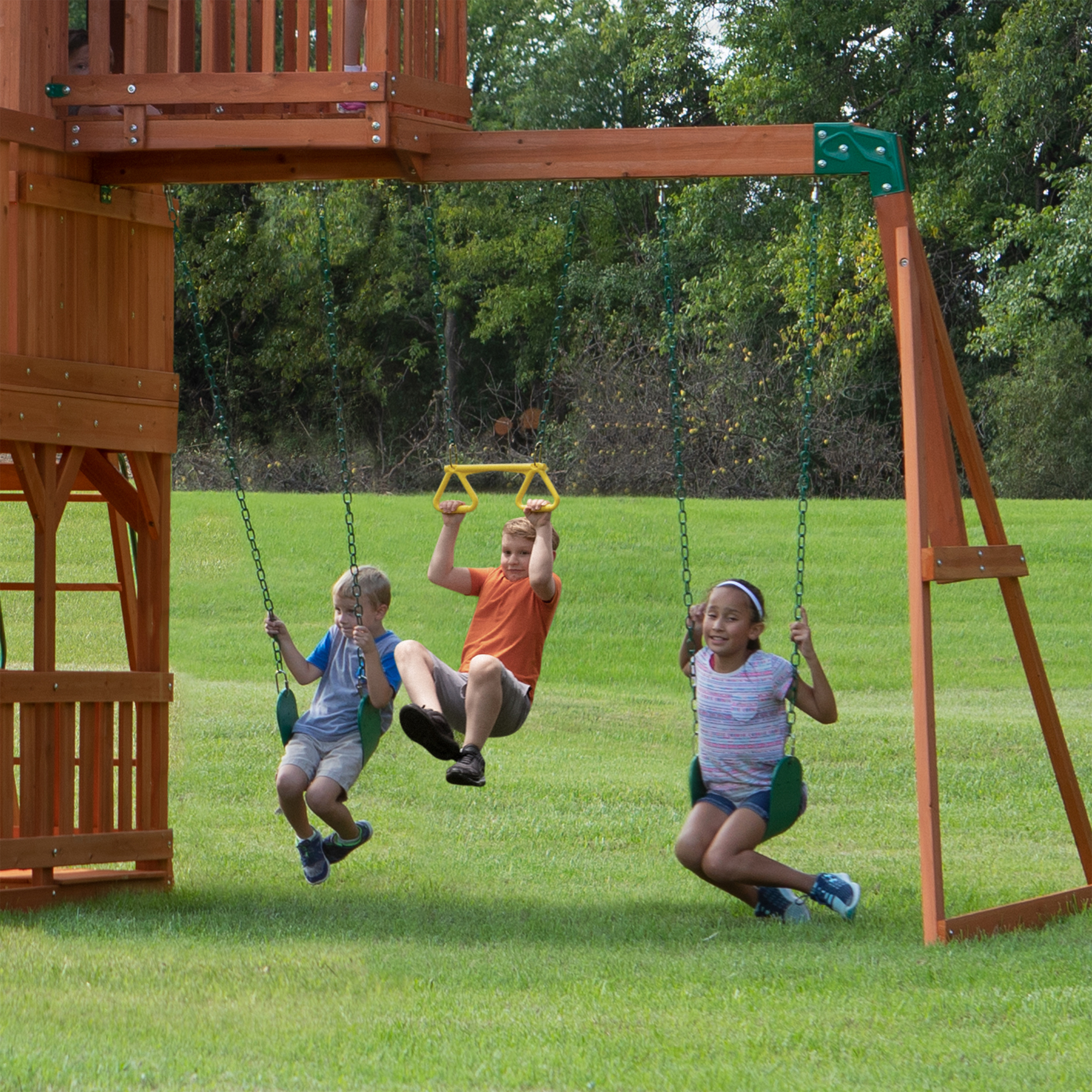 Skyfort II Swing Set with Slide, Climbing Frame and Lookout Tower