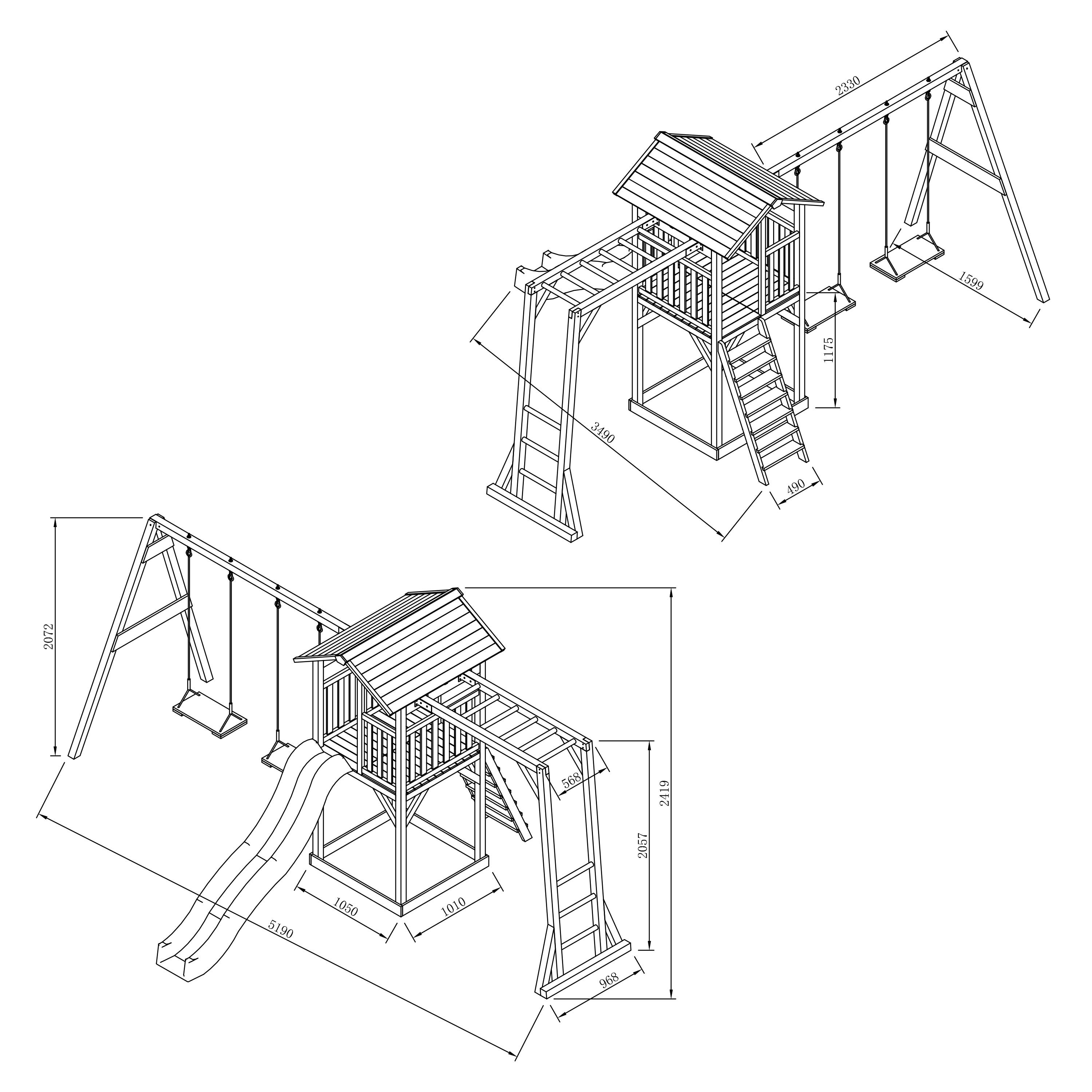 Beach Tower Spielturm mit Klettergerüst und Doppelschaukel -