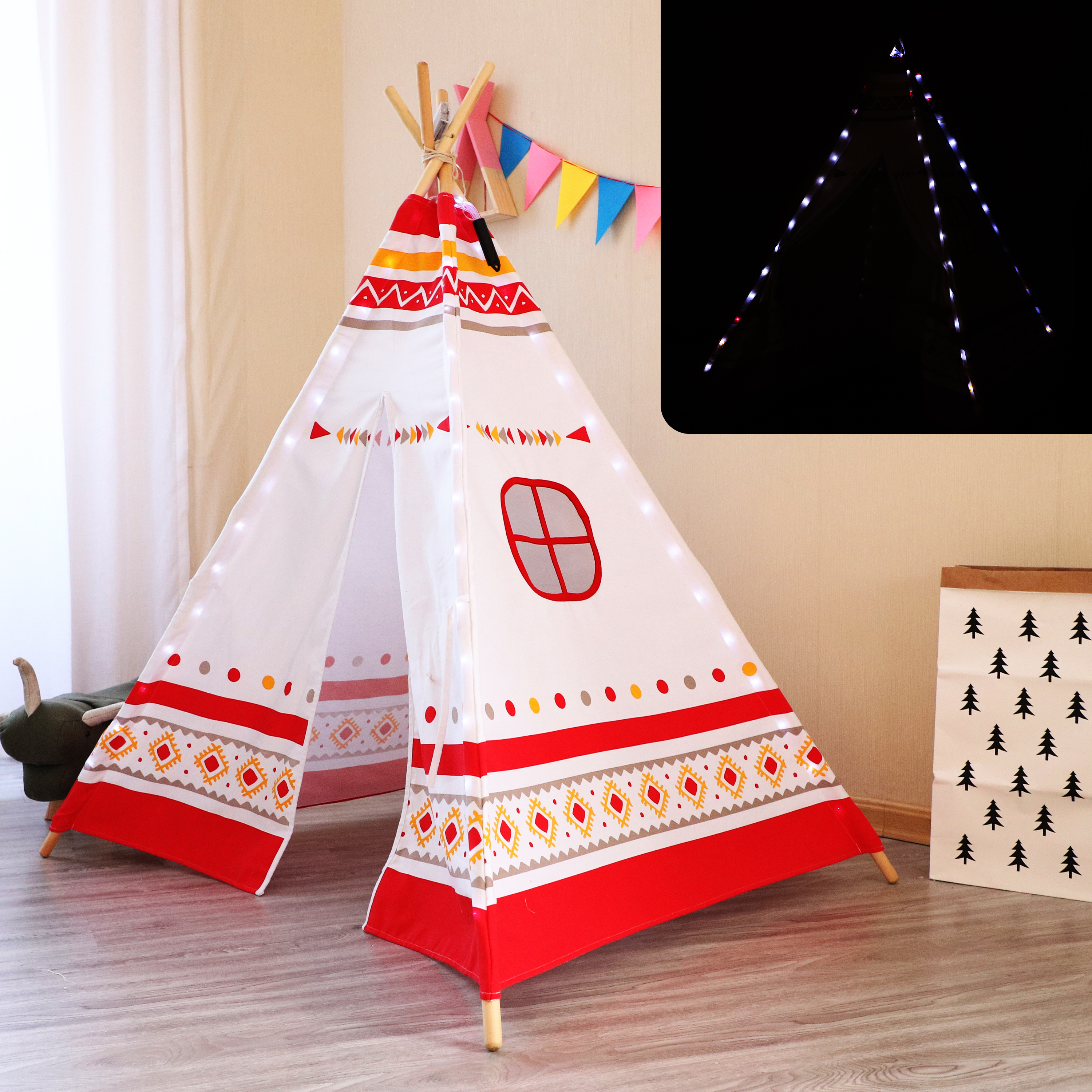 LED Teepee Tent Red / white