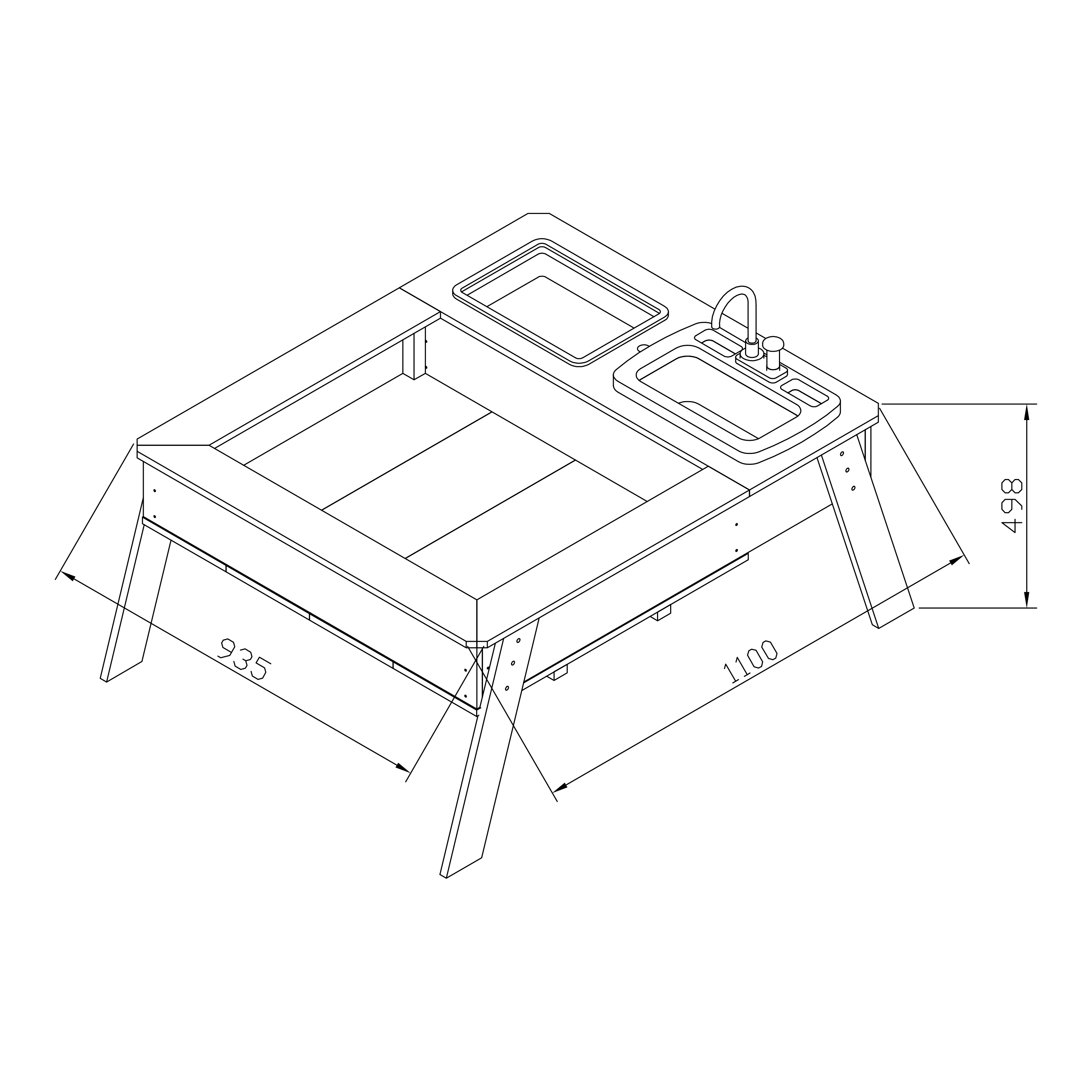 AXI Linda Sand & Water Table with Play Kitchen Sink Brown - Umbrella Blue/White