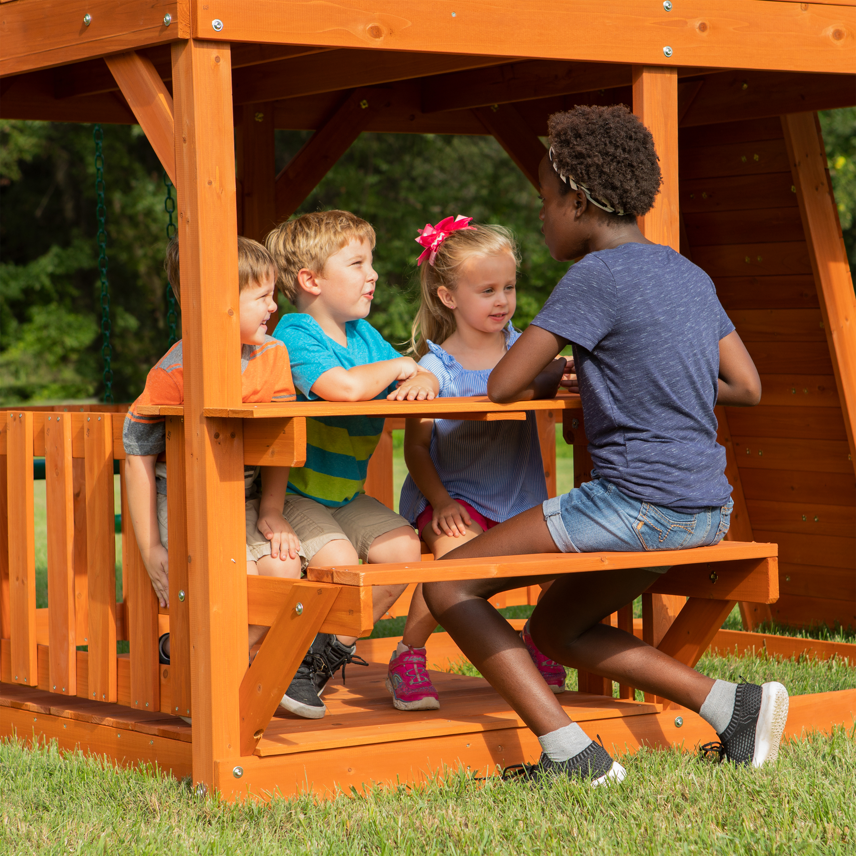 Skyfort II Swing Set with Slide, Climbing Frame and Lookout Tower