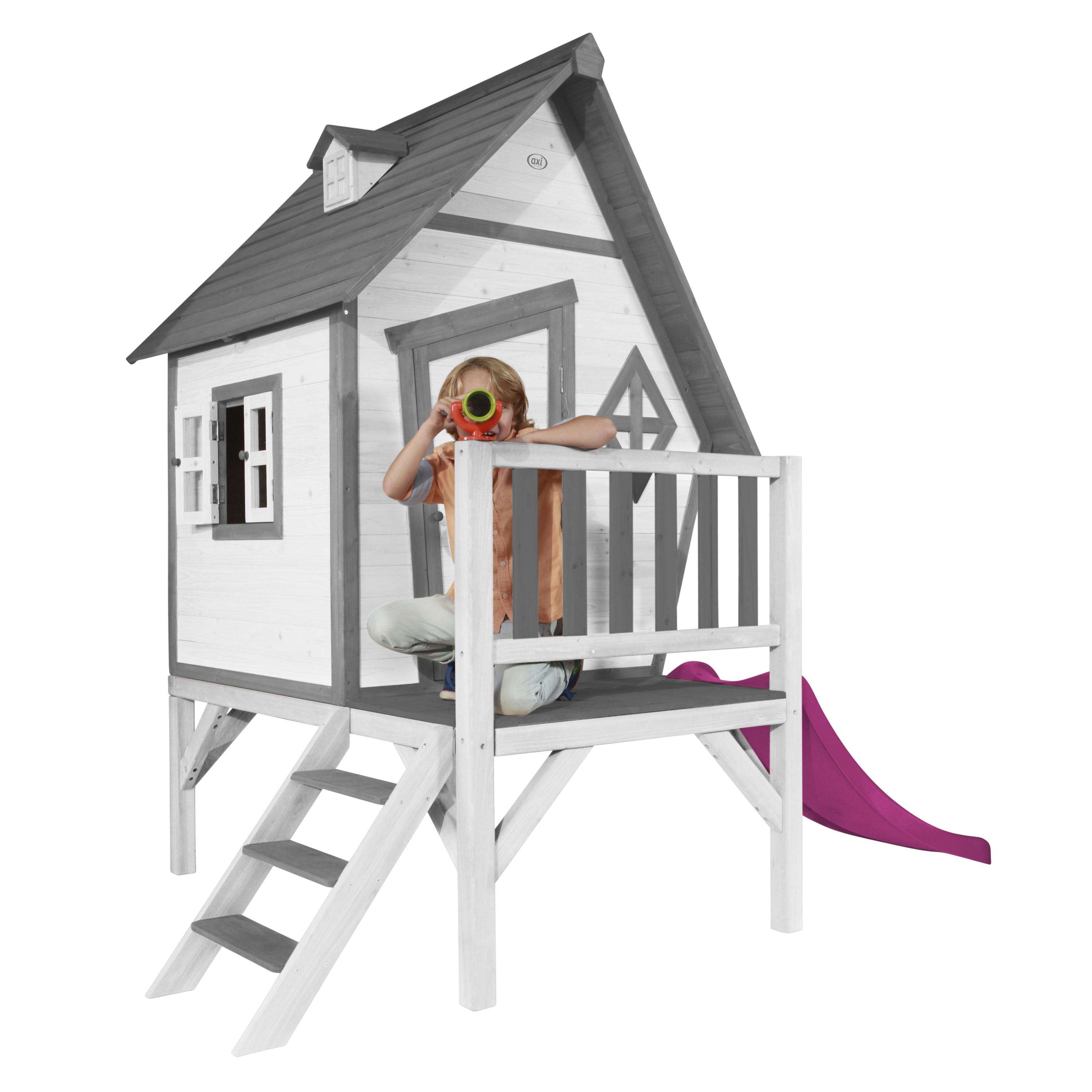 Cabin XL Playhouse Grey/White - Purple Slide