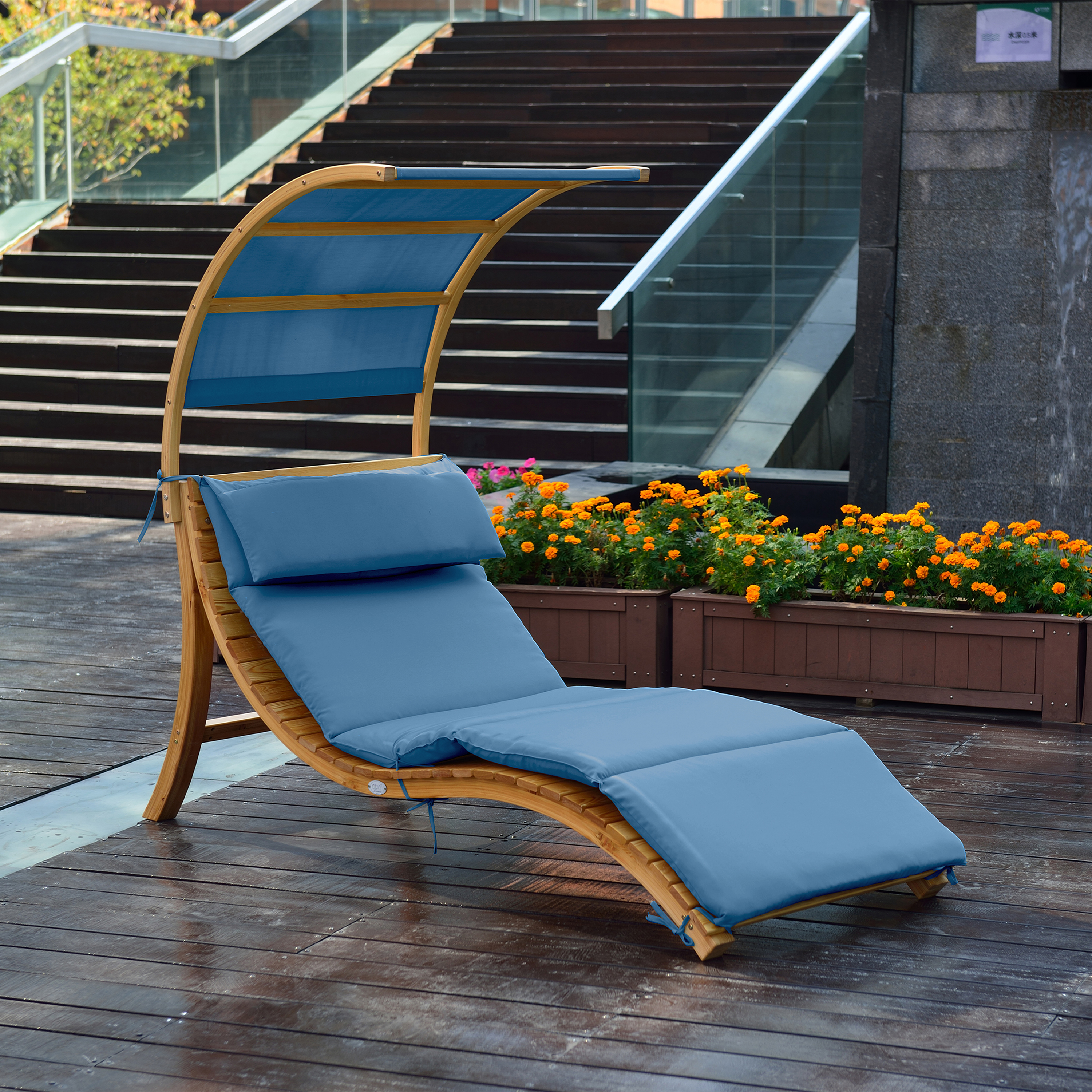 Salina lounger with Sunshade Blue