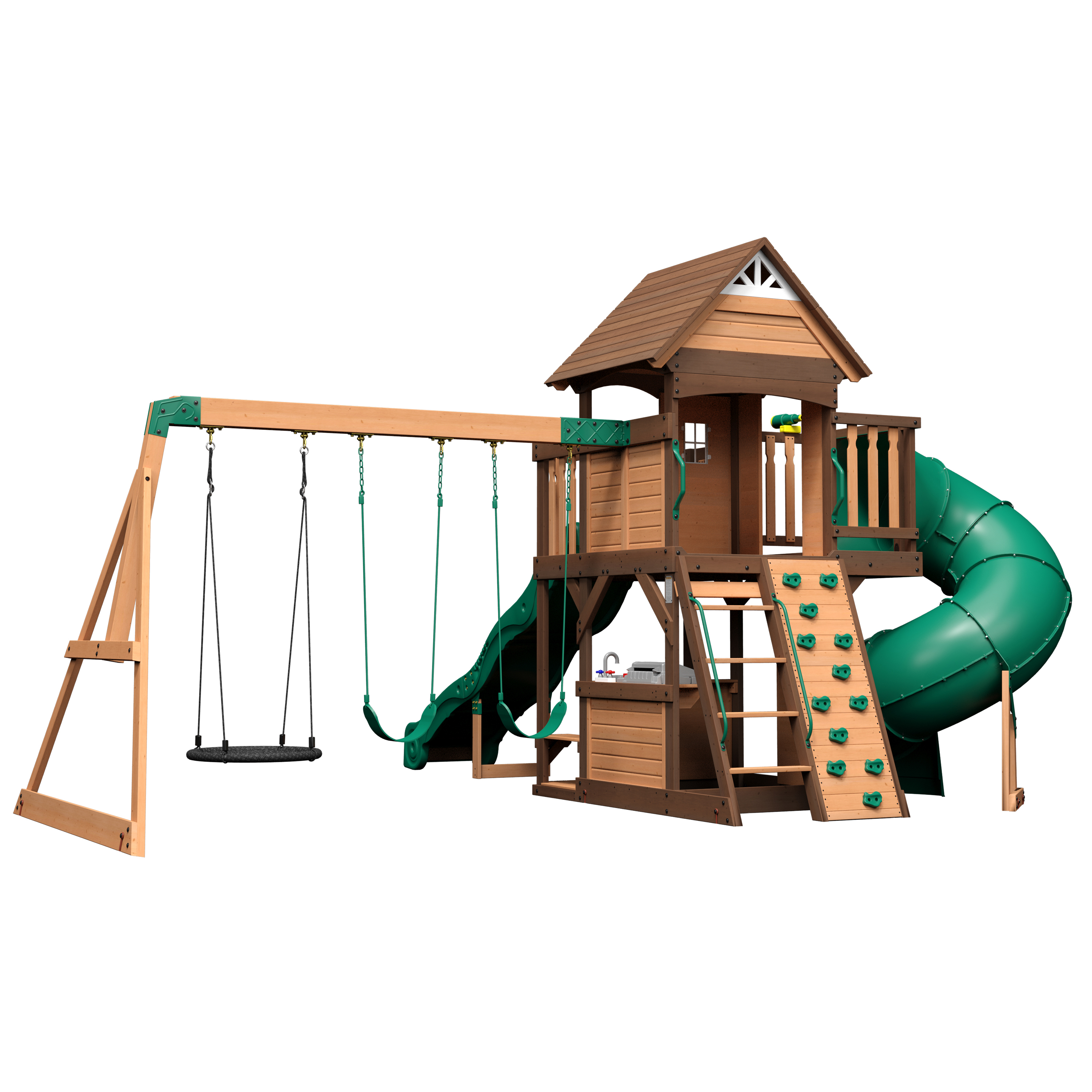Cedar Cove Swing Set with 2 Slides and Observation Tower 