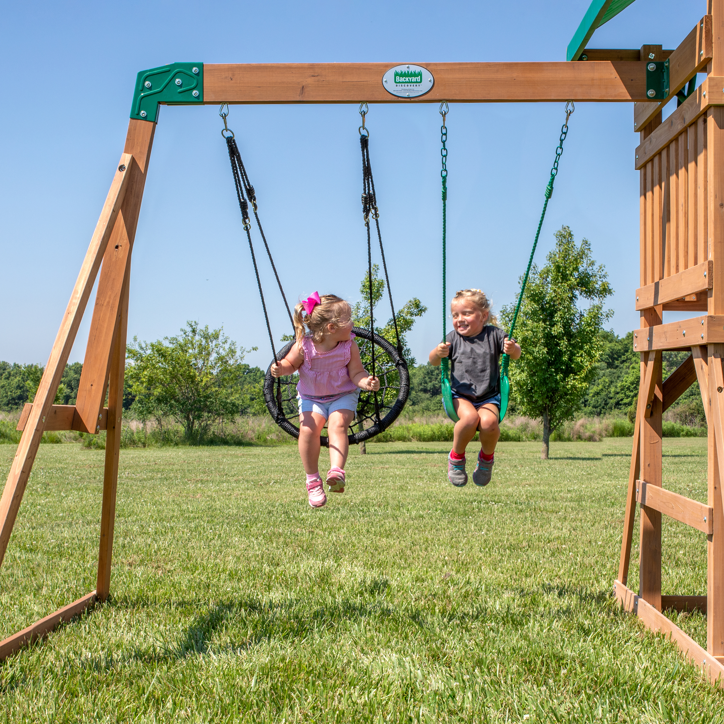 Greyson Peak Swing Set with Slide and Climbing Wall